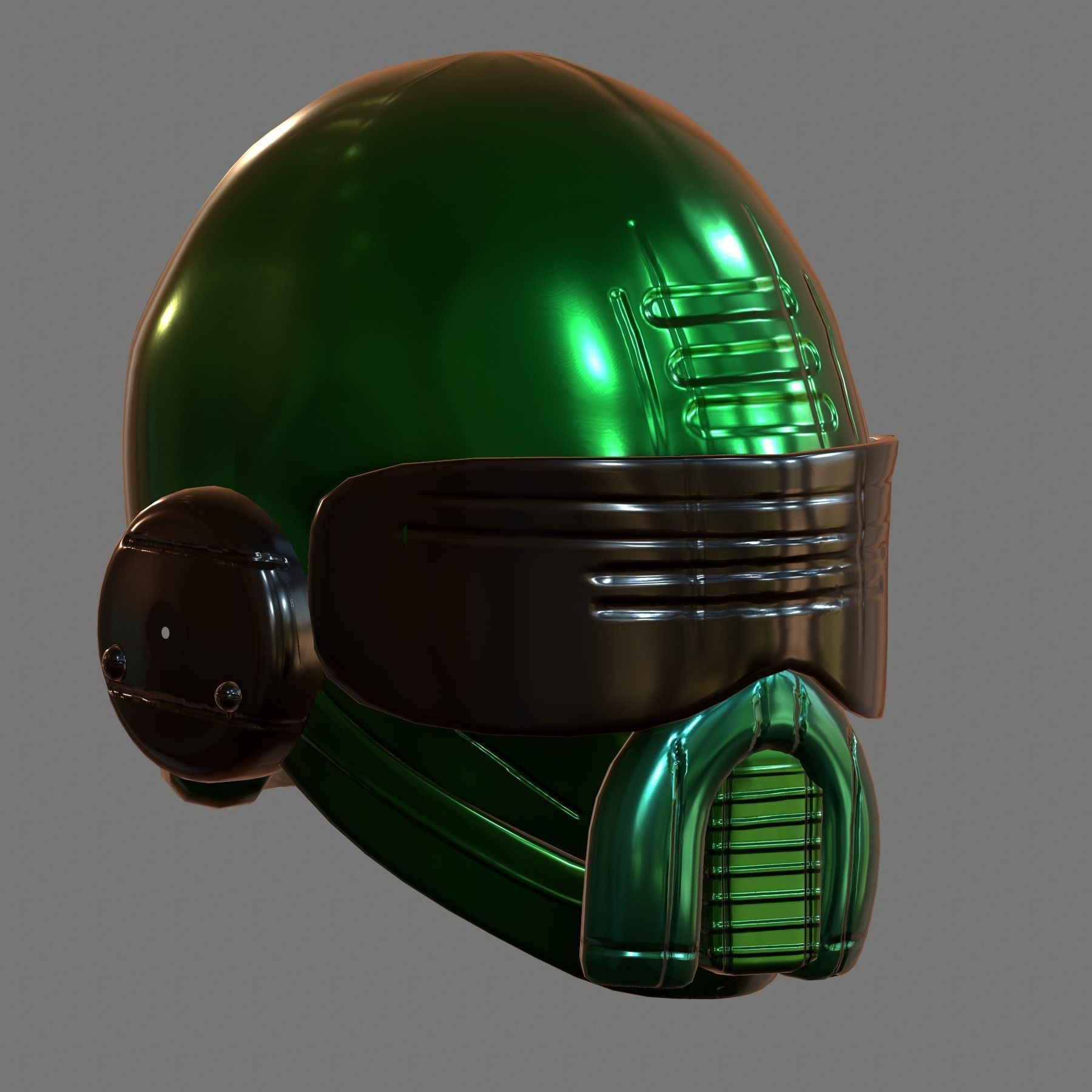 Gas mask helmet 3d model scifi Low-poly Low-poly 3D model_4