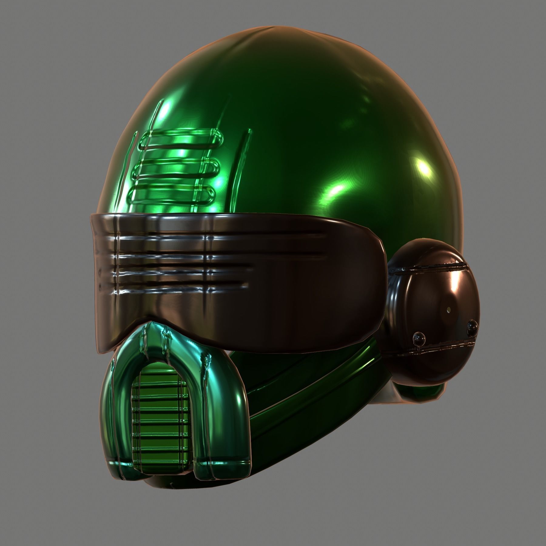Gas mask helmet 3d model scifi Low-poly Low-poly 3D model_3