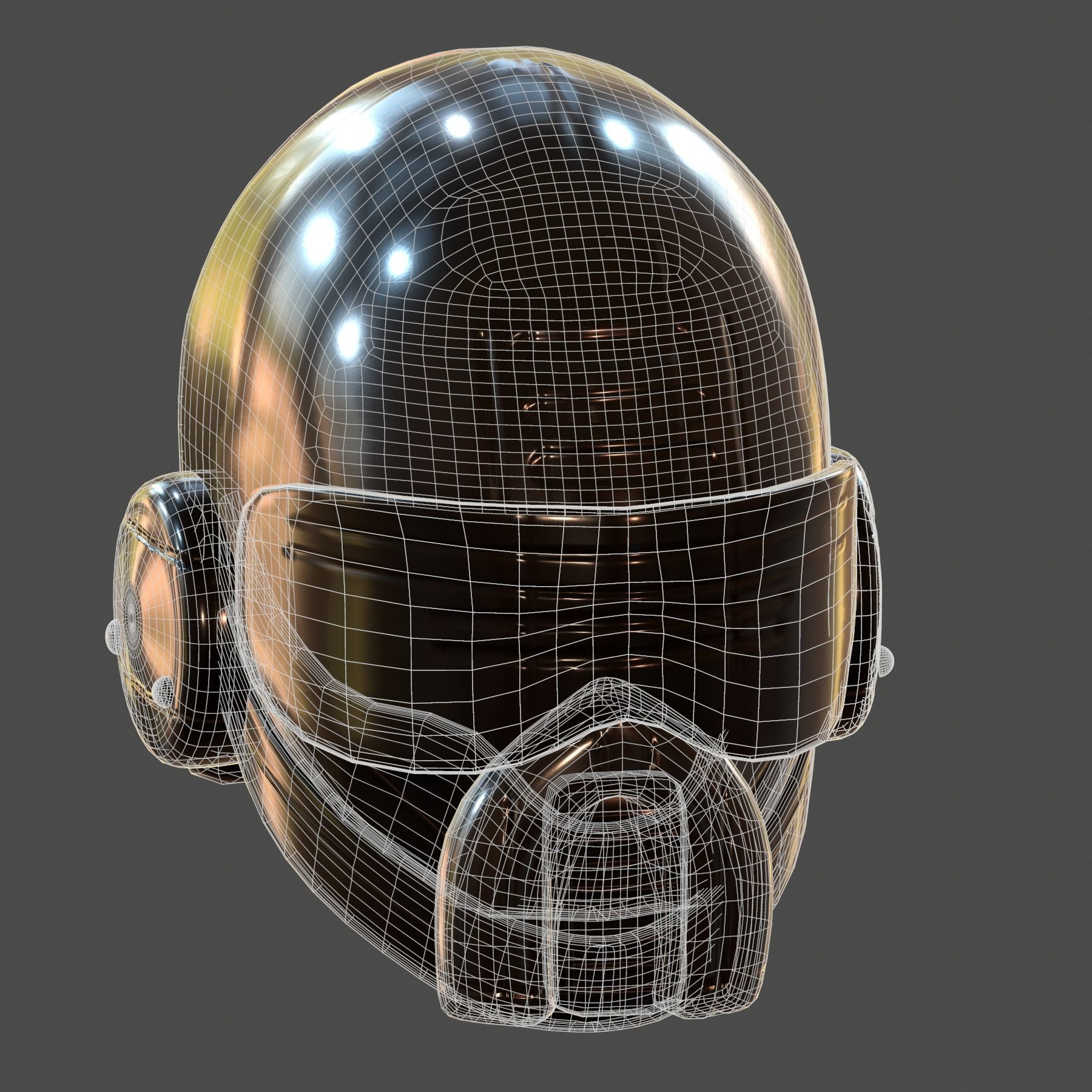 Gas mask helmet 3d model scifi Low-poly  Low-poly 3D model_7