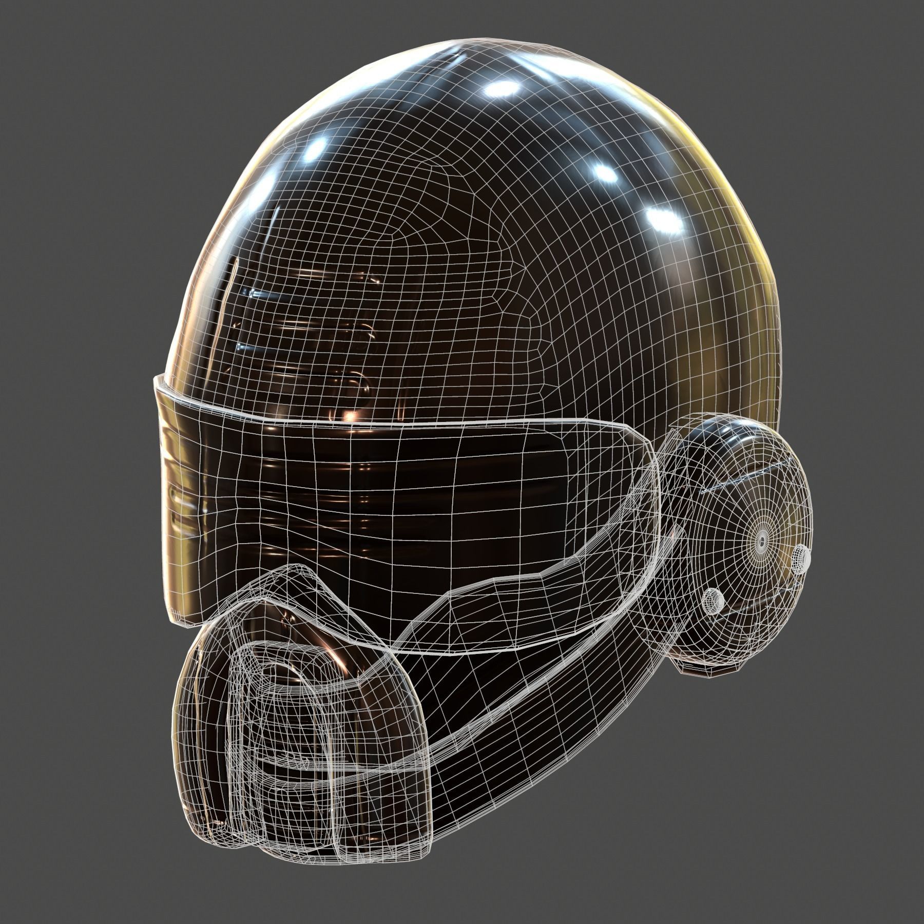 Gas mask helmet 3d model scifi Low-poly  Low-poly 3D model_6