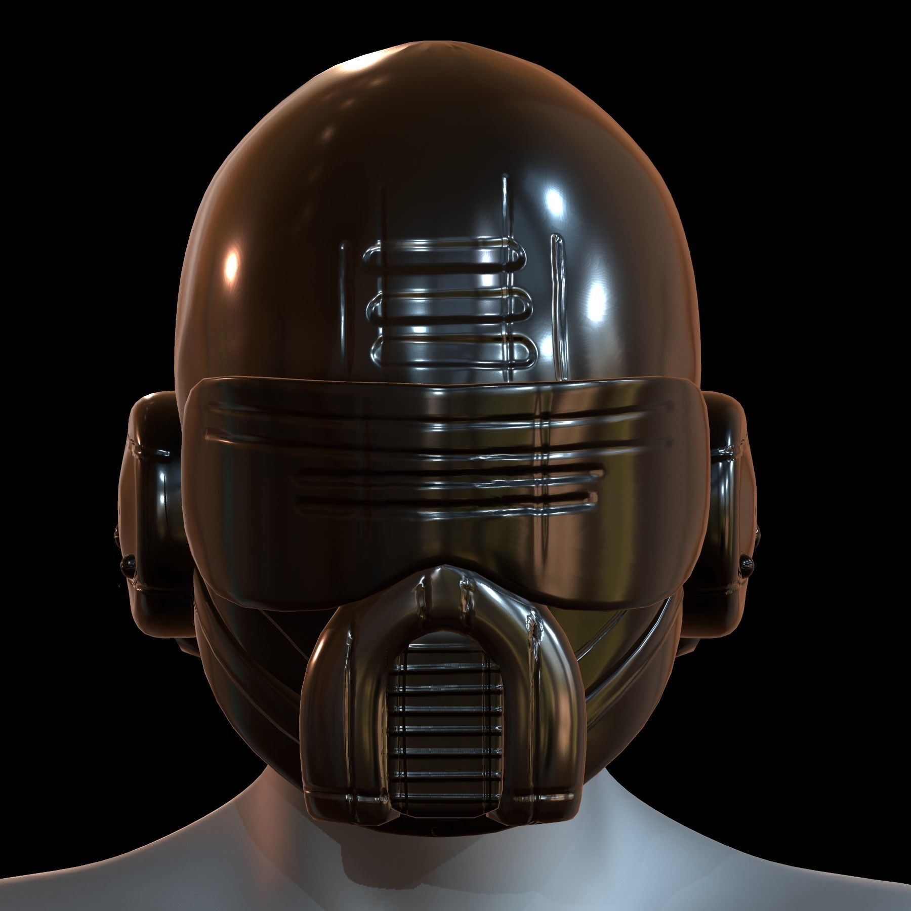 Gas mask helmet 3d model scifi Low-poly  Low-poly 3D model_1