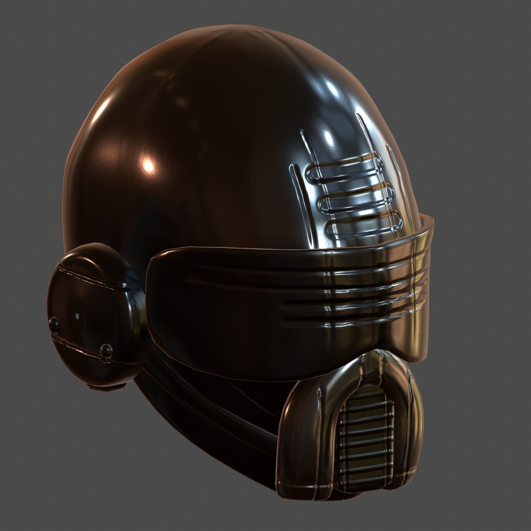 Gas mask helmet 3d model scifi Low-poly  Low-poly 3D model_4