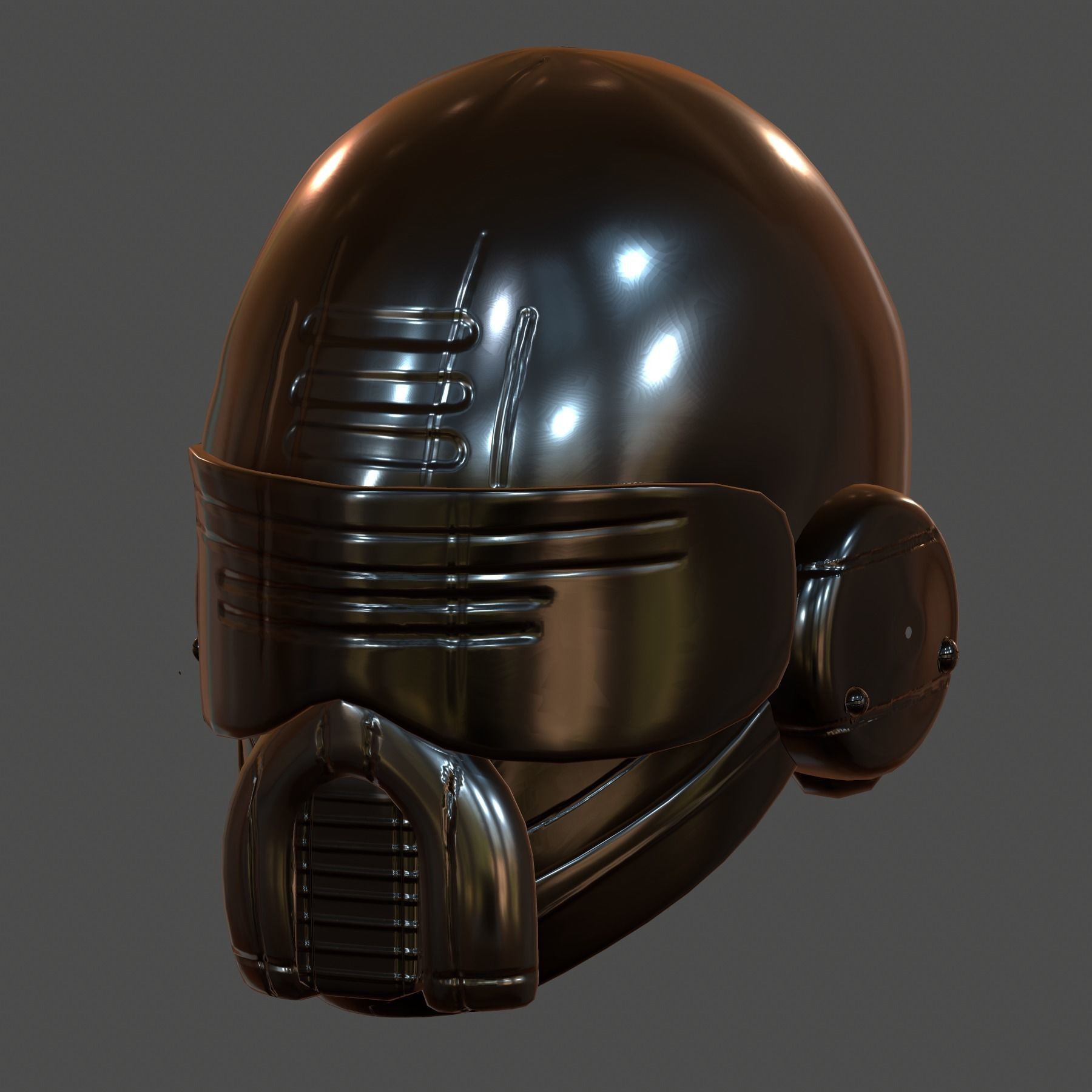 Gas mask helmet 3d model scifi Low-poly  Low-poly 3D model_2