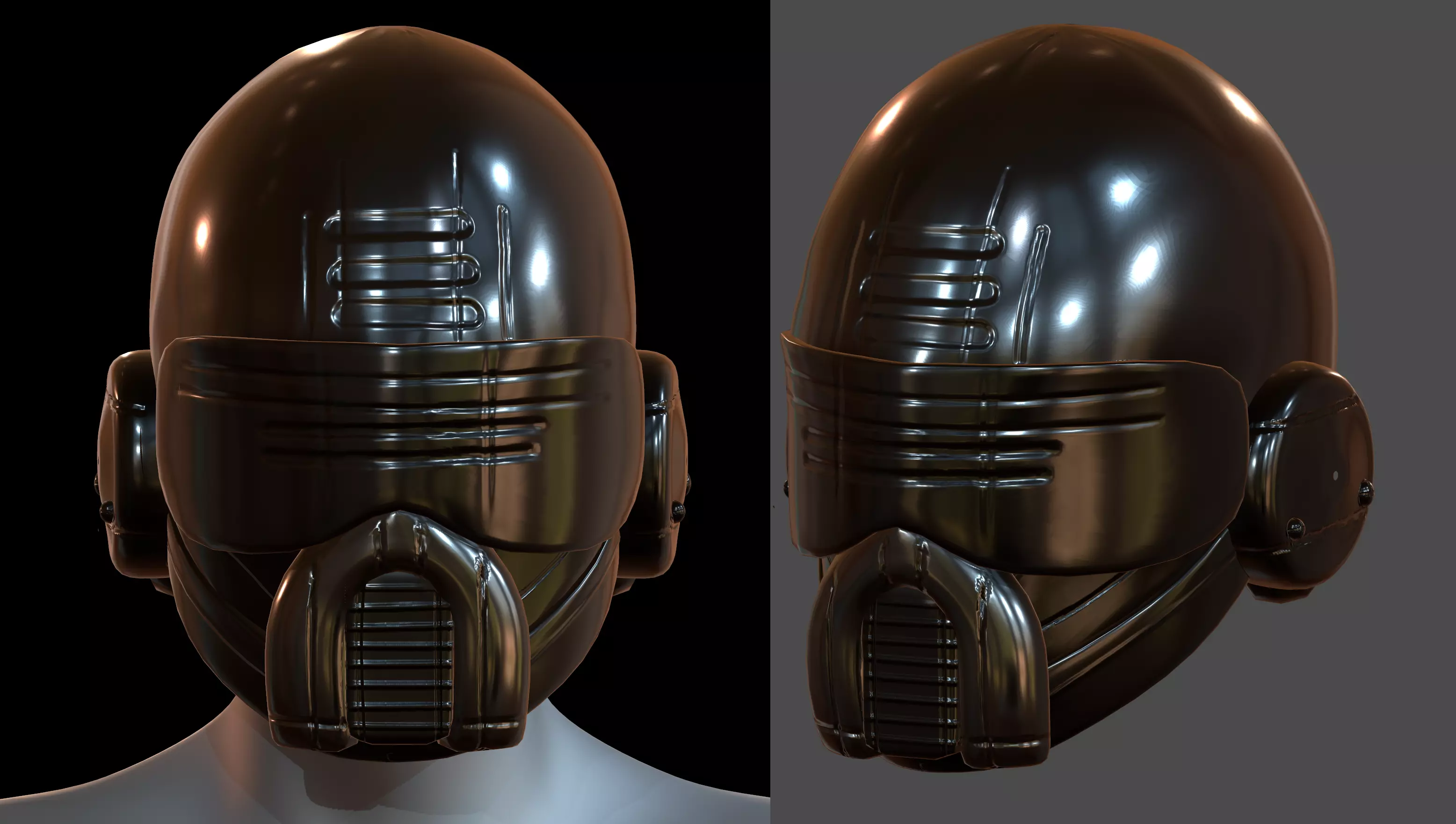 Gas mask helmet 3d model scifi Low-poly  Low-poly 3D model_0