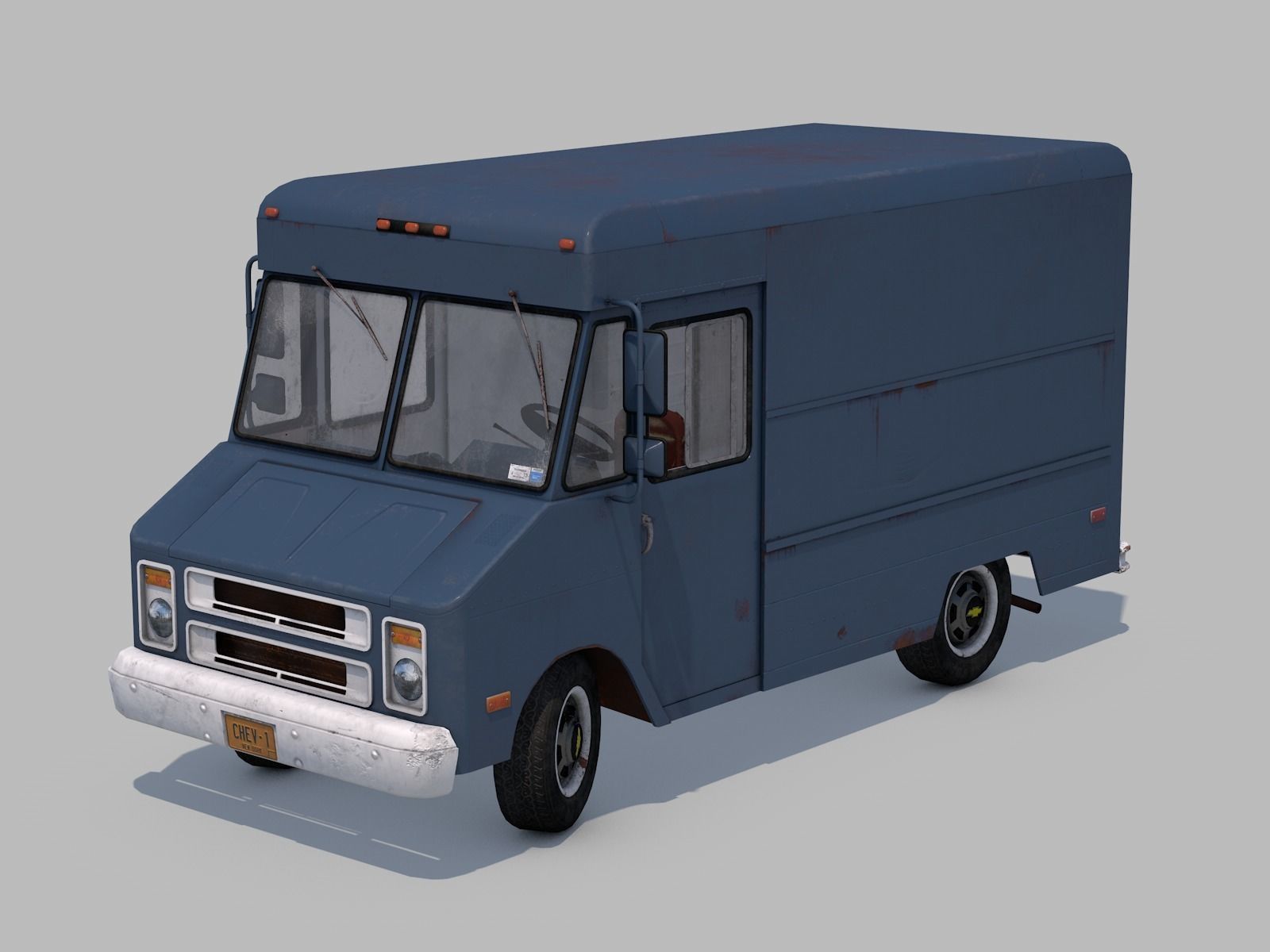 Classic  Van - C4D Rigg - PBR Low-poly 3D model_0