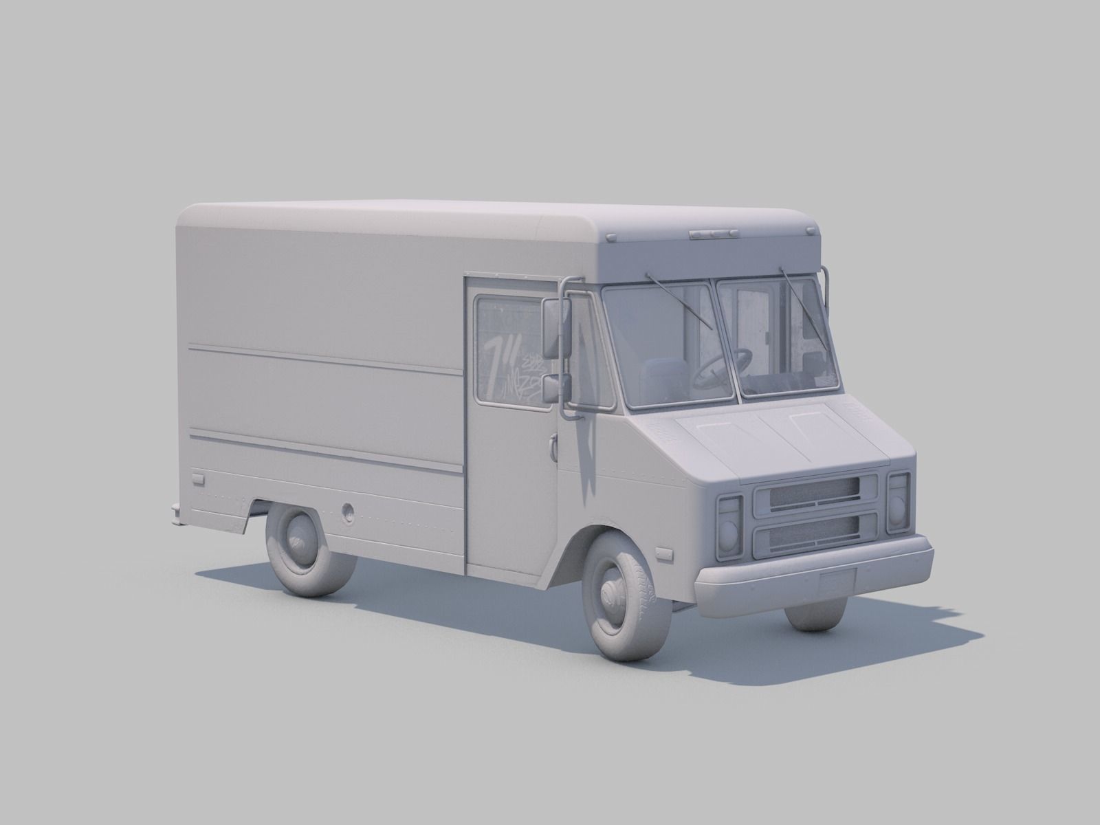 Classic  Van - C4D Rigg - PBR Low-poly 3D model_11