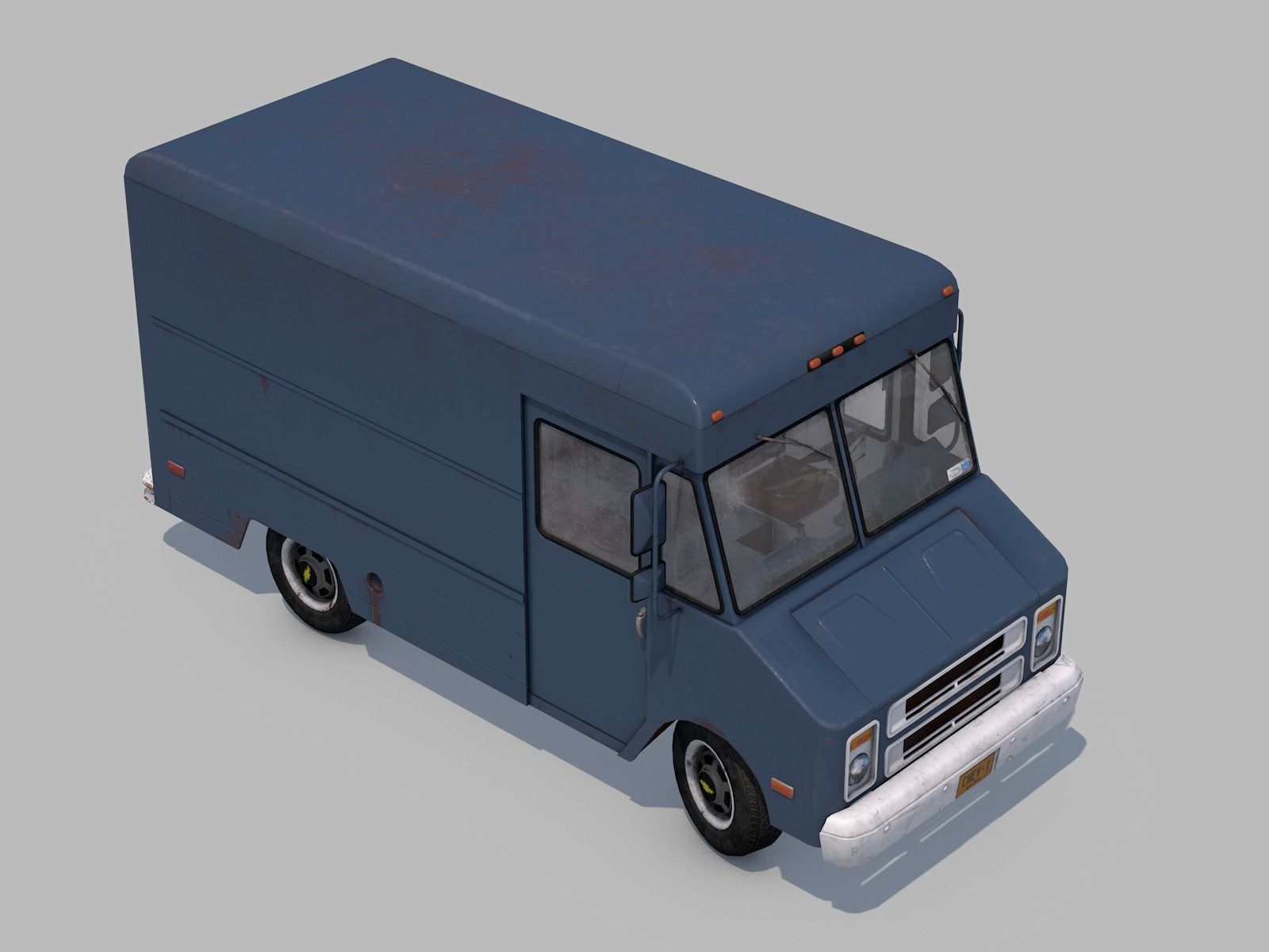 Classic  Van - C4D Rigg - PBR Low-poly 3D model_8