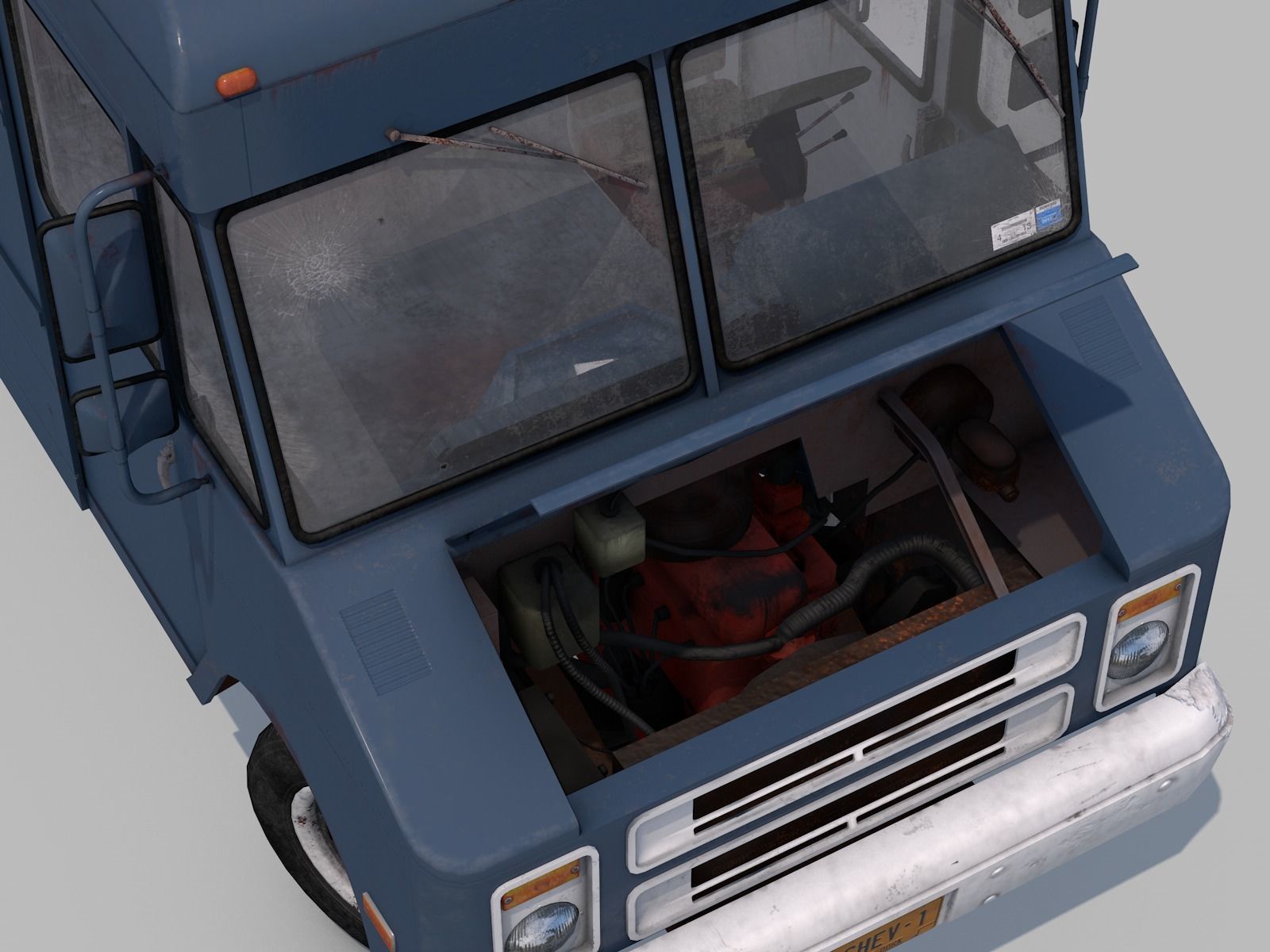 Classic  Van - C4D Rigg - PBR Low-poly 3D model_6