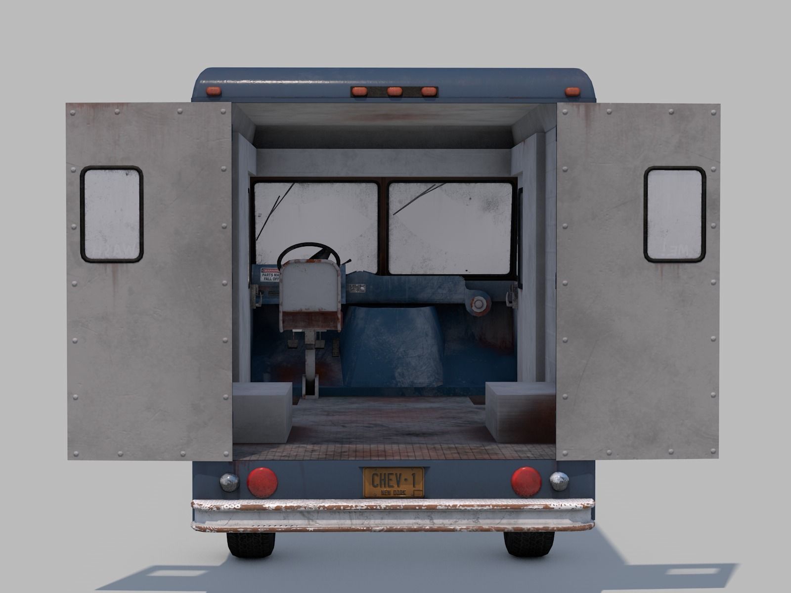 Classic  Van - C4D Rigg - PBR Low-poly 3D model_4