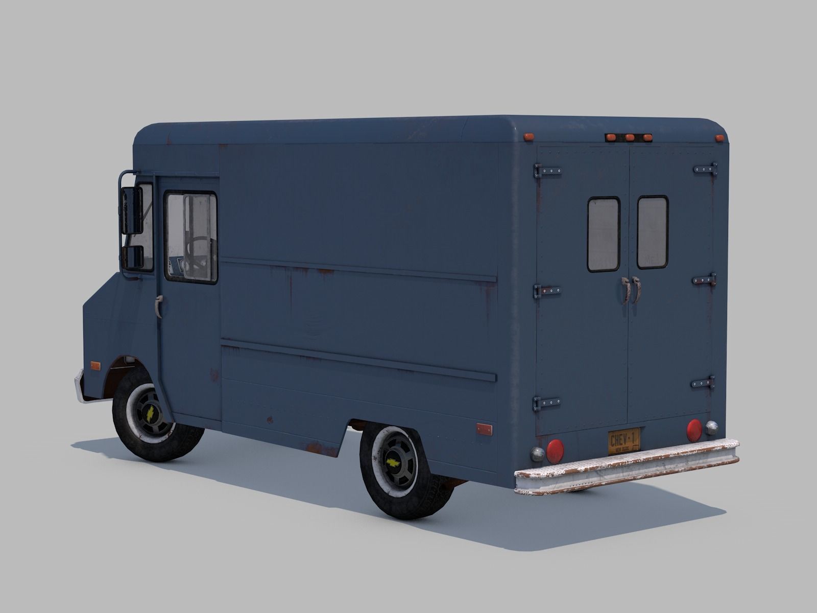 Classic  Van - C4D Rigg - PBR Low-poly 3D model_2