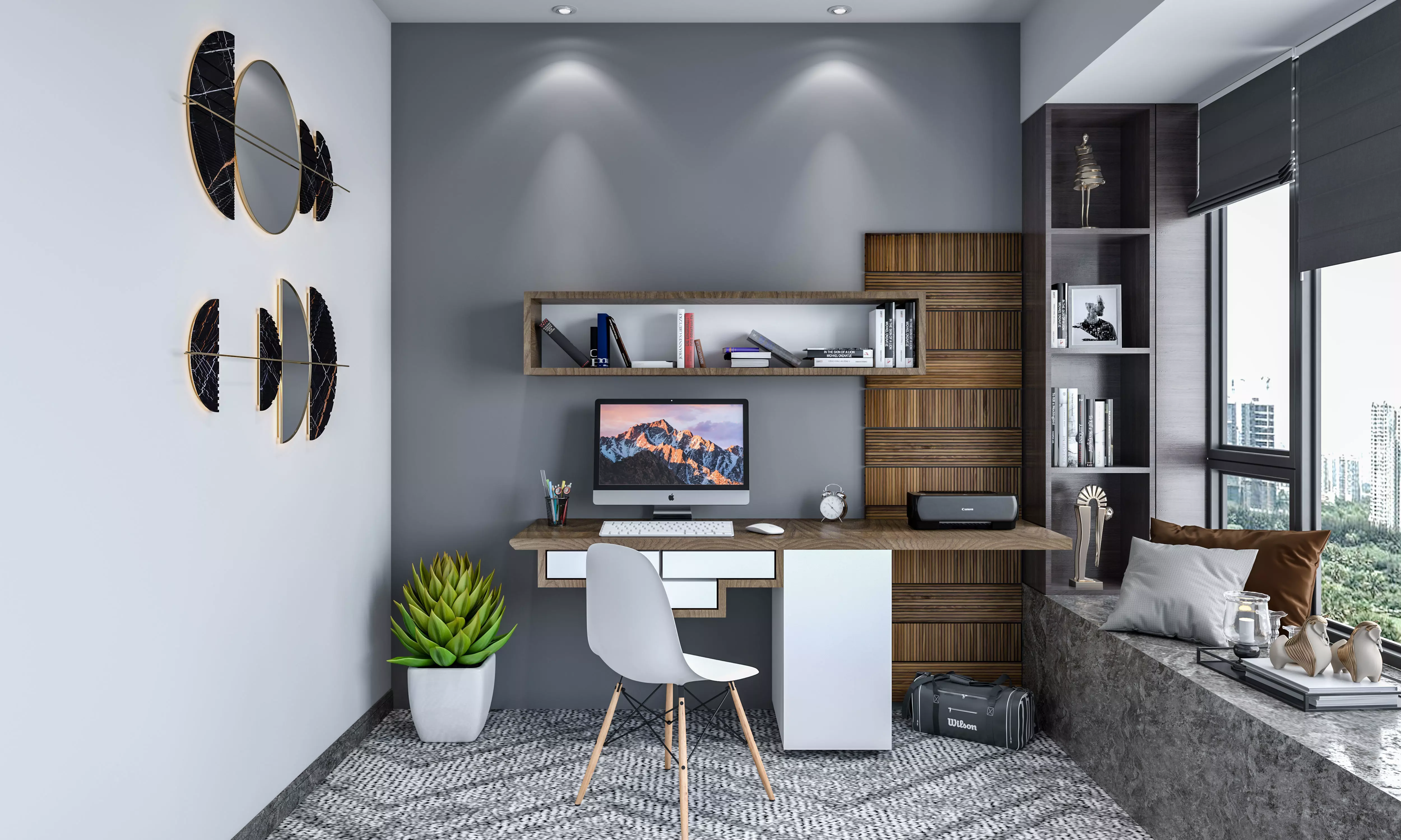 Study Room With Mesmerizing View 3D model_0