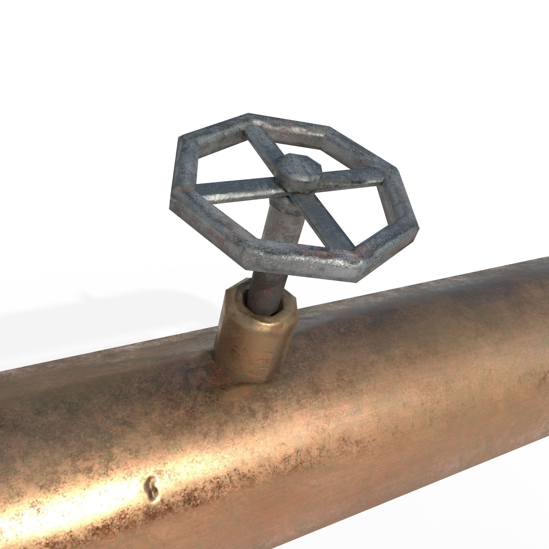 Pipes copper pipe with lines Low-poly 3D model_2