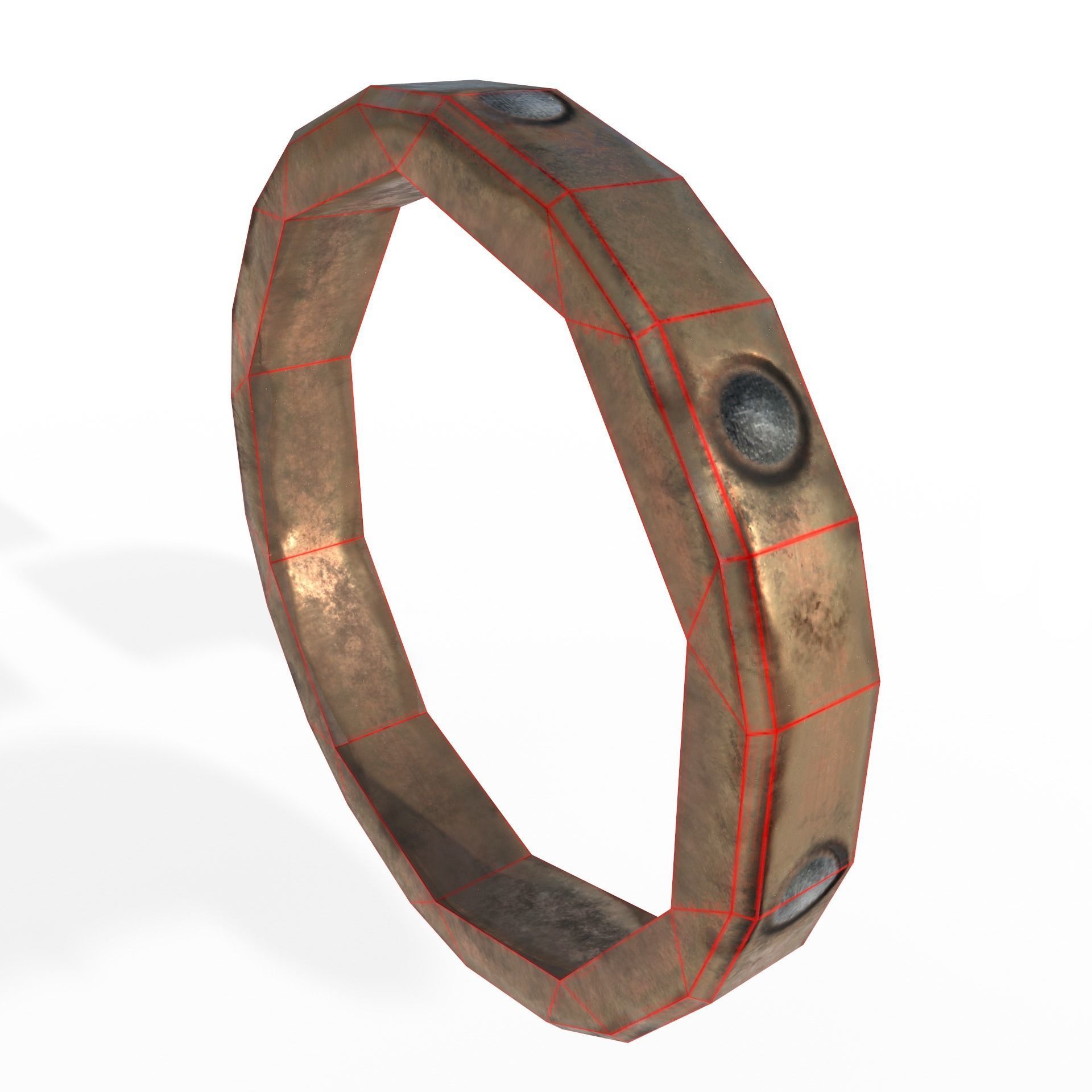 Pipes copper pipe with lines Low-poly 3D model_15