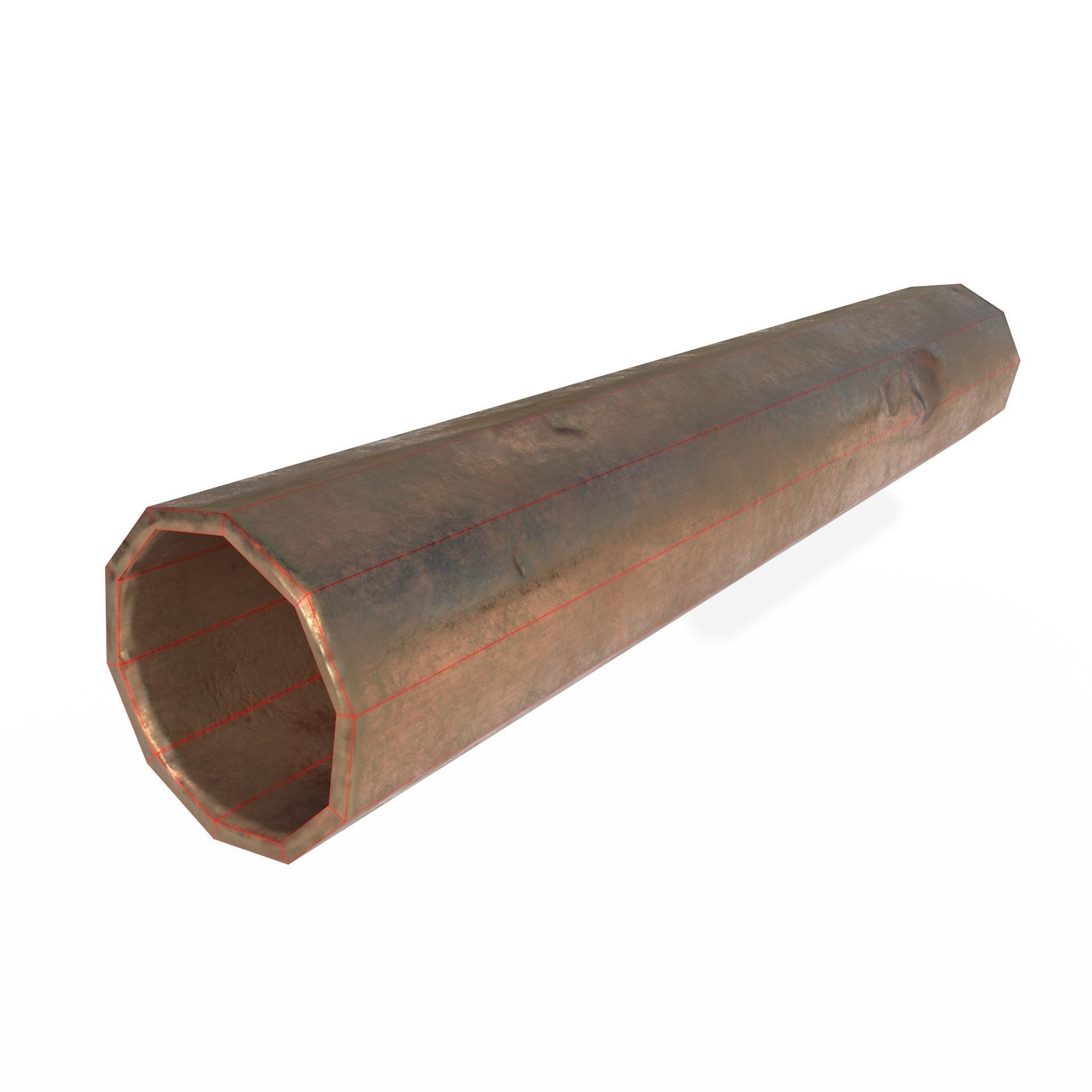 Pipes copper pipe with lines Low-poly 3D model_9