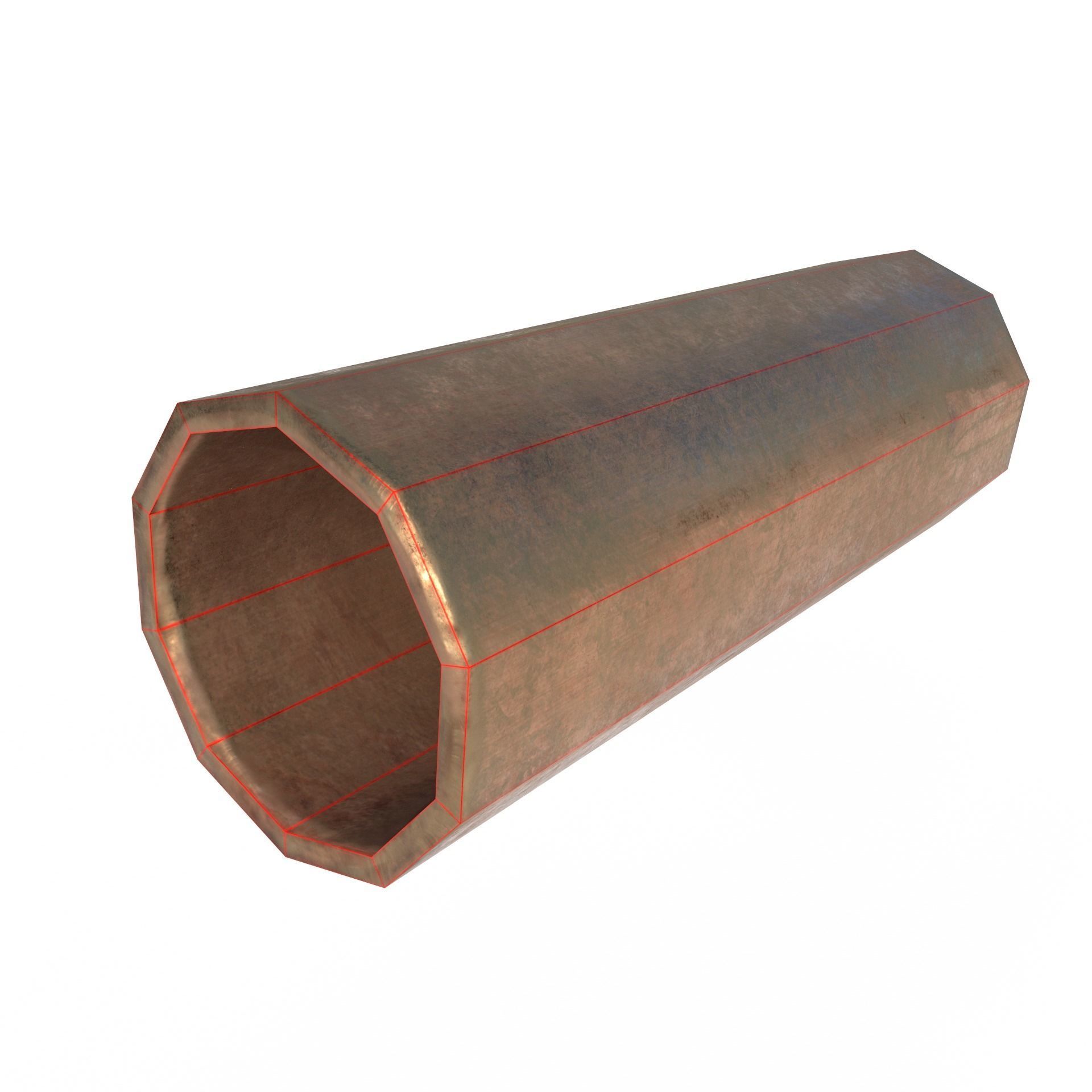 Pipes copper pipe with lines Low-poly 3D model_7