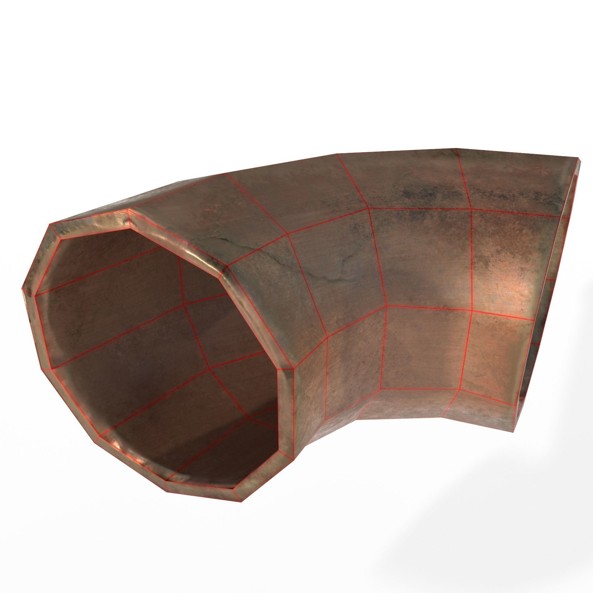 Pipes copper pipe with lines Low-poly 3D model_13
