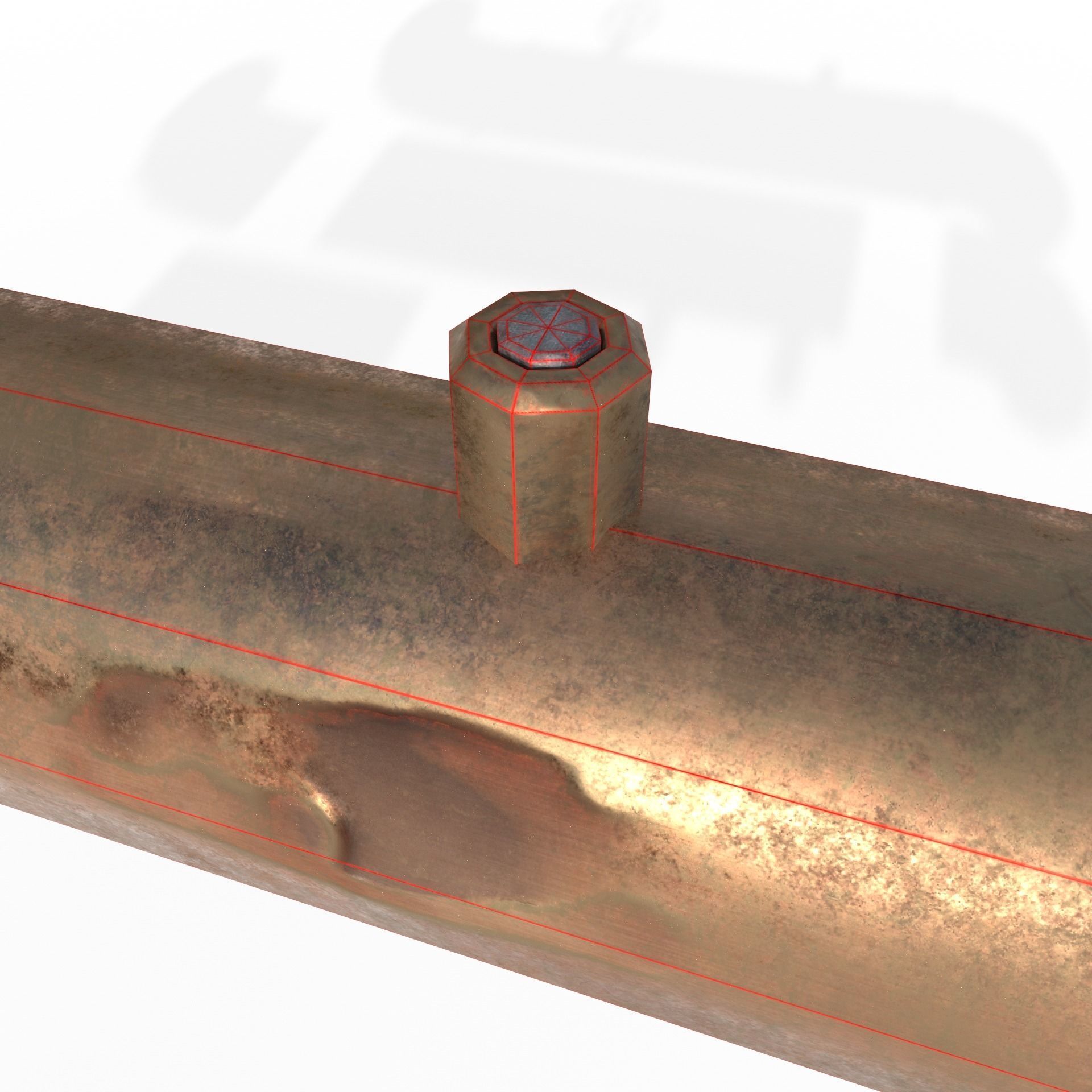 Pipes copper pipe with lines Low-poly 3D model_5