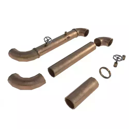 Pipes copper pipe with lines Low-poly 3D model