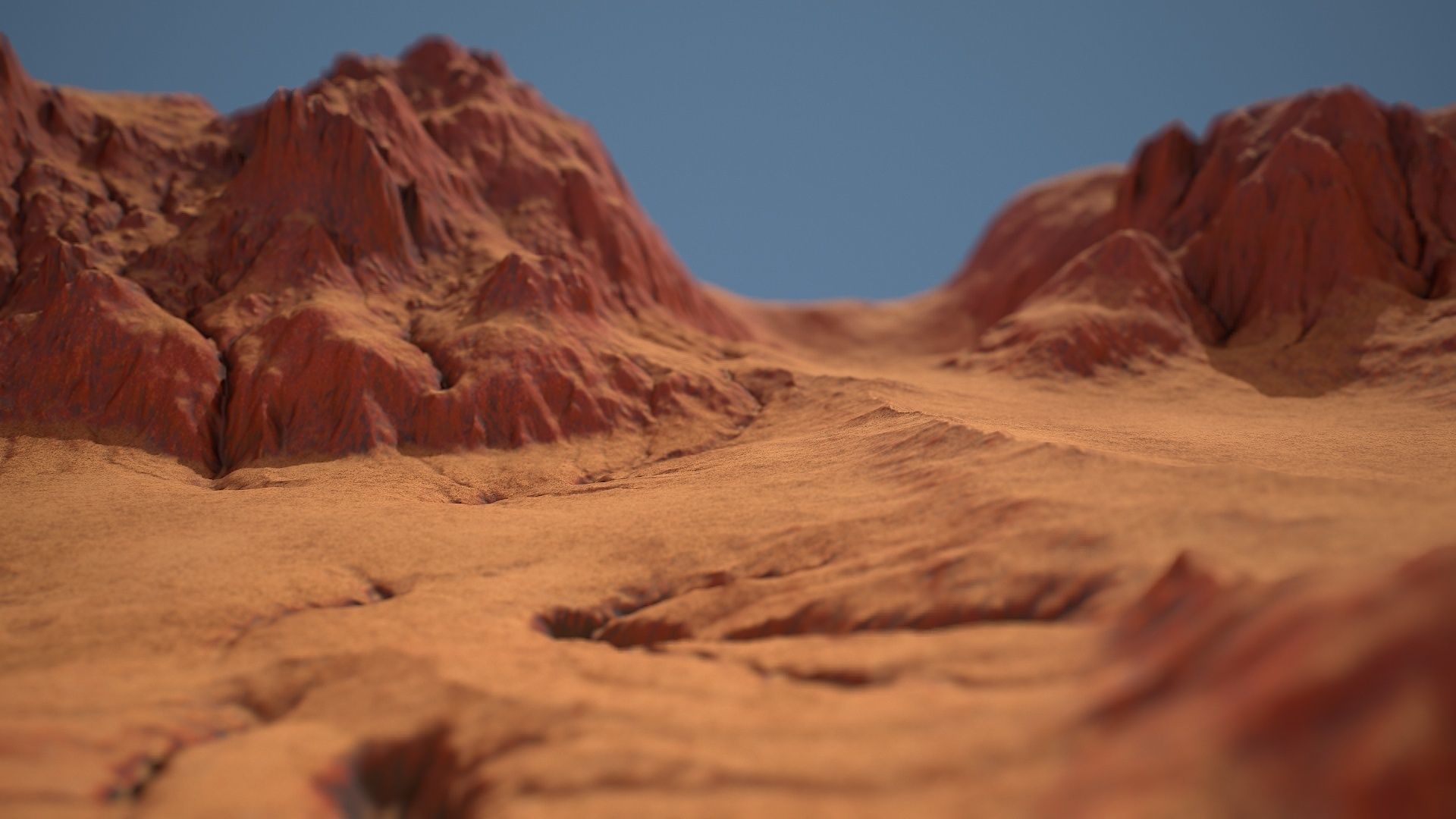 Tileable crossroad canyon with red rocks and sand Low-poly 3D model_8