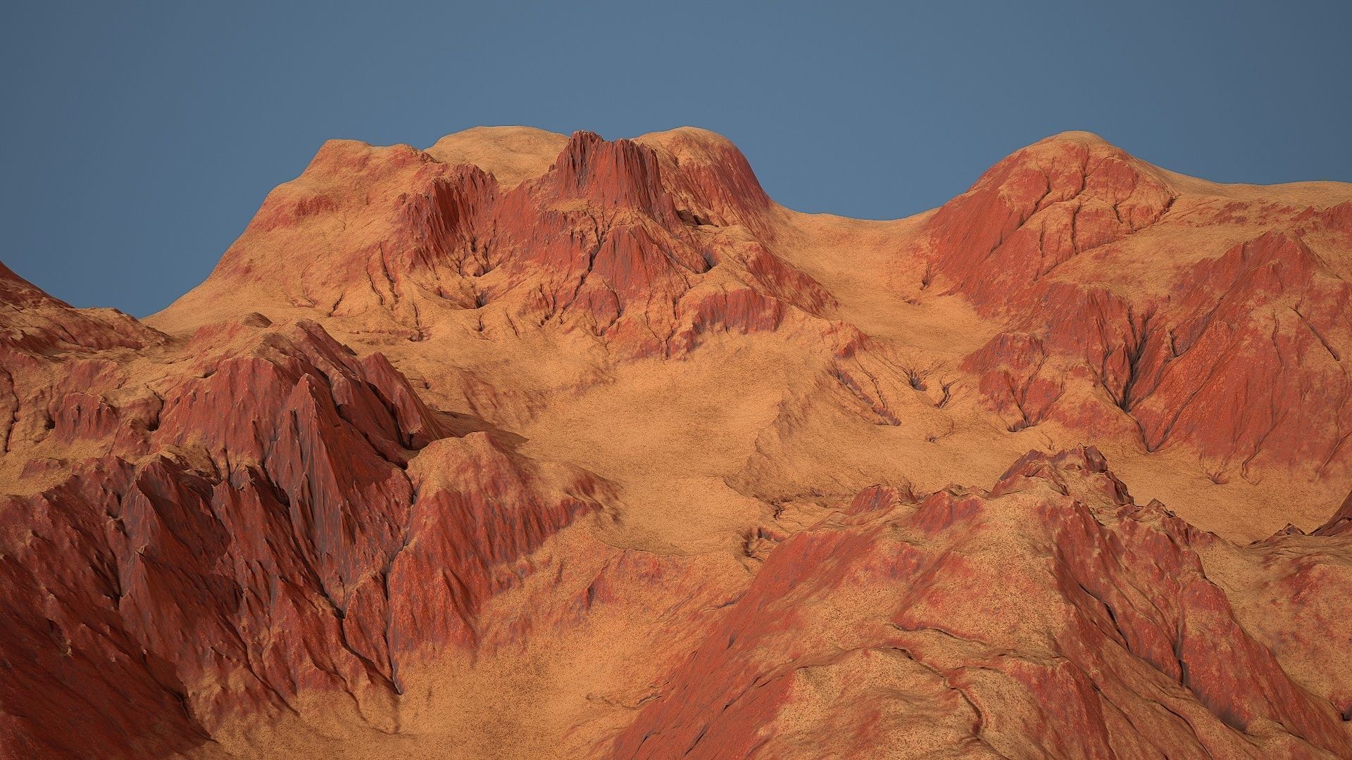 Tileable crossroad canyon with red rocks and sand Low-poly 3D model_5