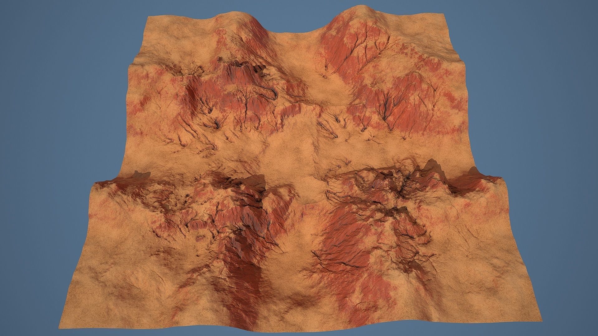 Tileable crossroad canyon with red rocks and sand Low-poly 3D model_6