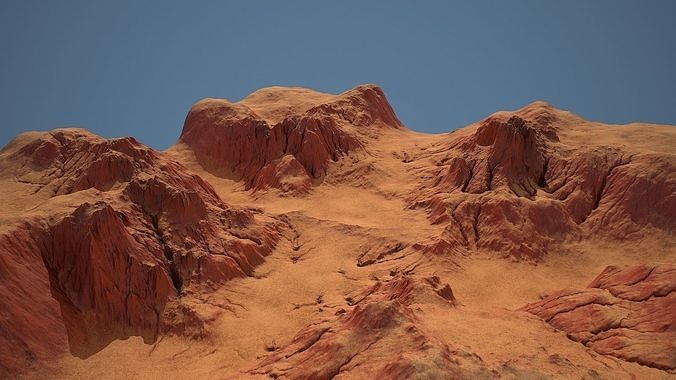 Tileable crossroad canyon with red rocks and sand Low-poly 3D model