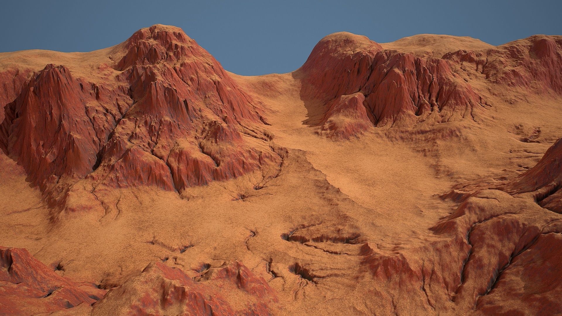 Tileable crossroad canyon with red rocks and sand Low-poly 3D model_1