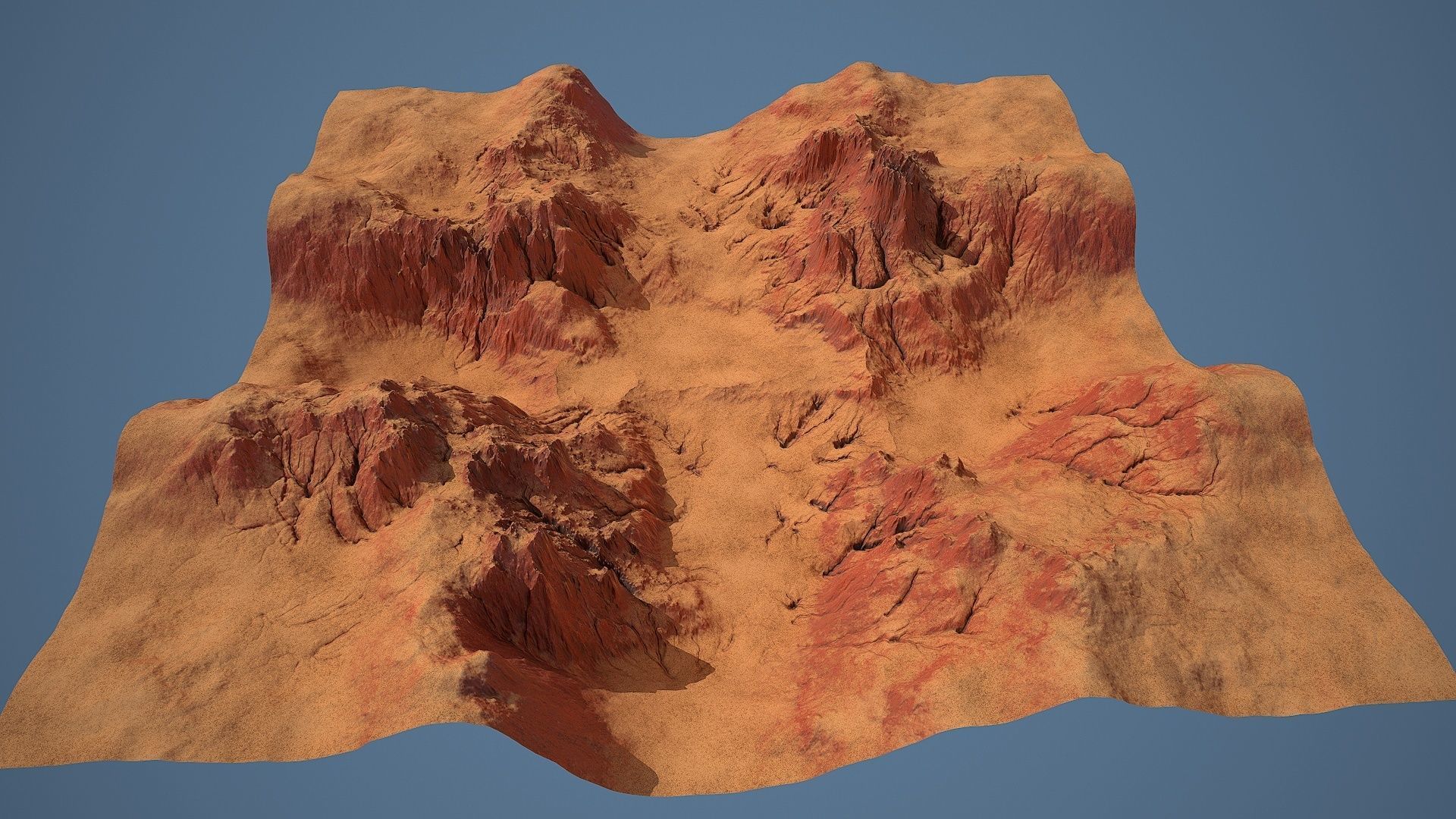 Tileable crossroad canyon with red rocks and sand Low-poly 3D model_7