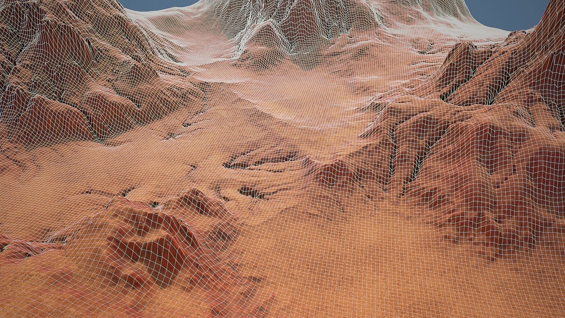 Tileable crossroad canyon with red rocks and sand Low-poly 3D model_11