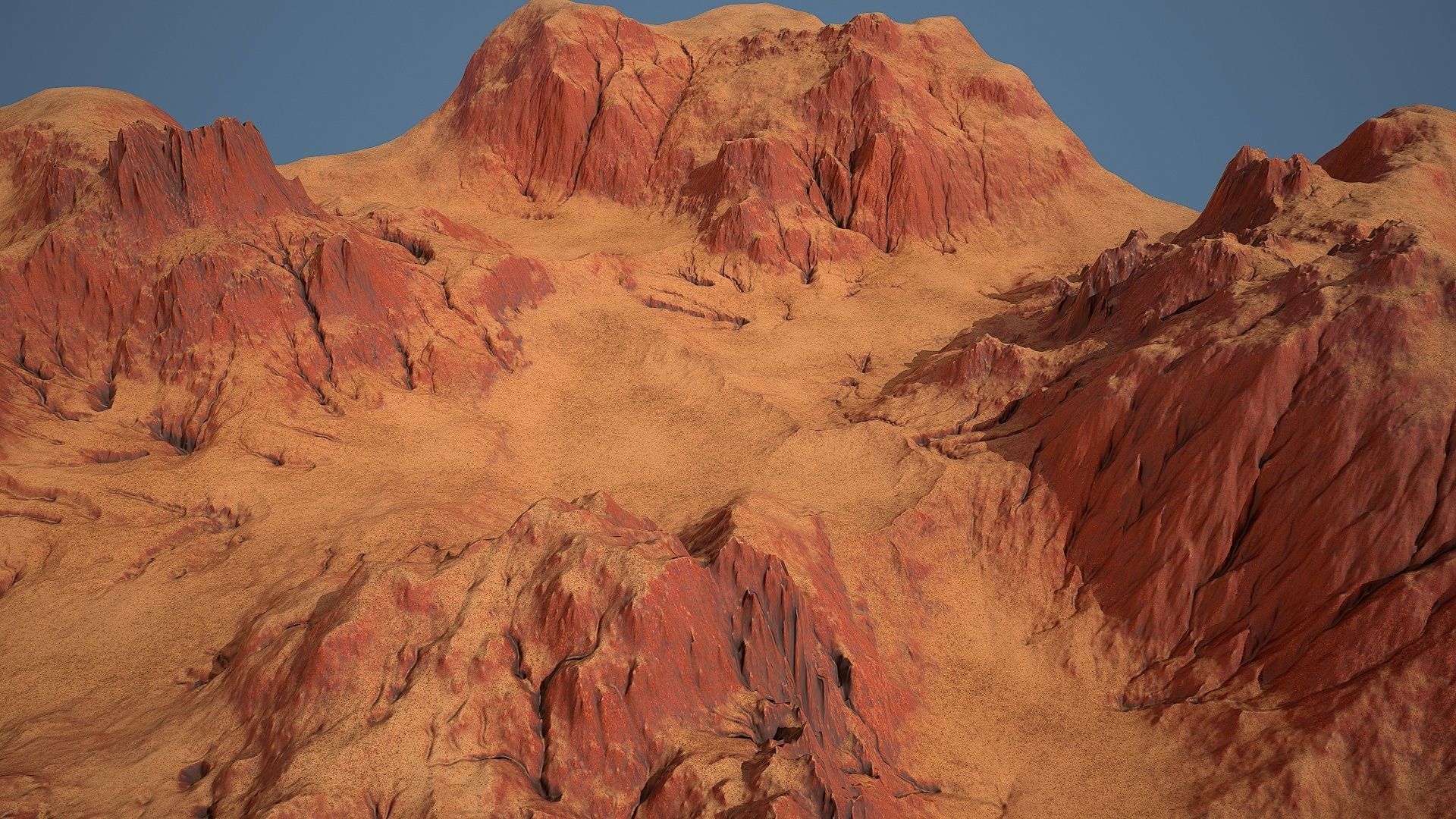 Tileable crossroad canyon with red rocks and sand Low-poly 3D model_4
