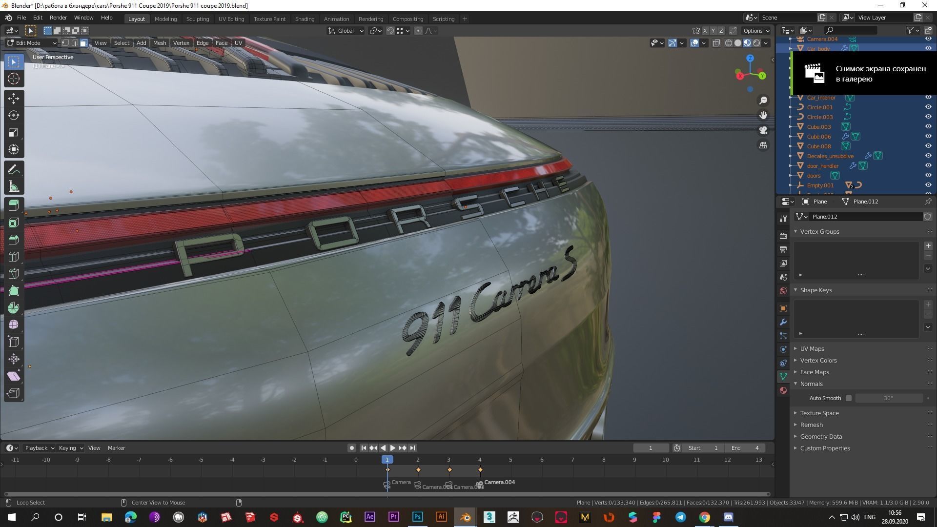 Porshe 911 carrera s coupe 2019 MODEL Low-poly 3D model_13