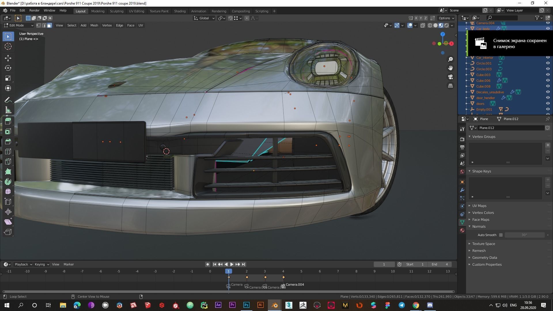 Porshe 911 carrera s coupe 2019 MODEL Low-poly 3D model_17