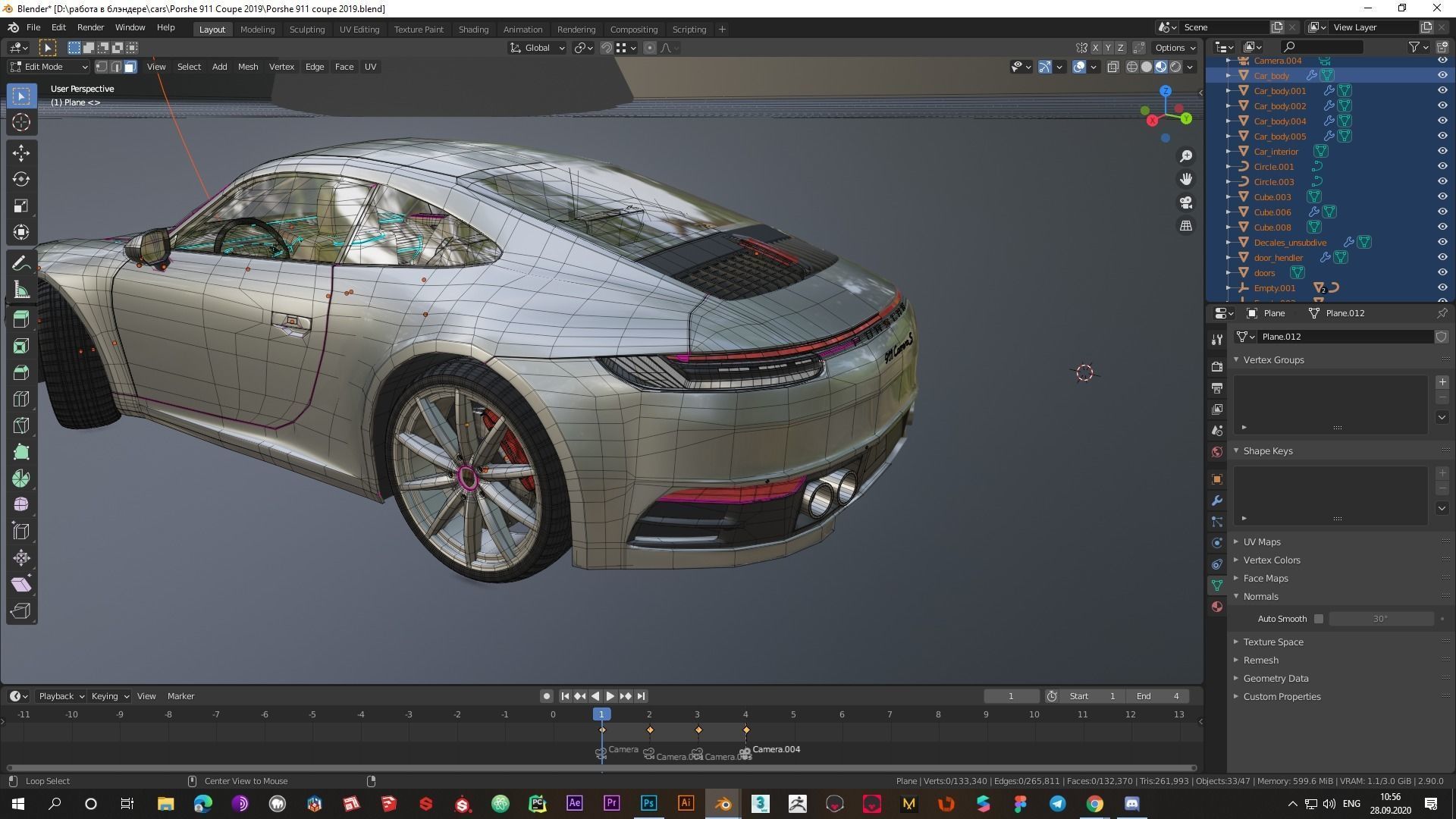 Porshe 911 carrera s coupe 2019 MODEL Low-poly 3D model_11