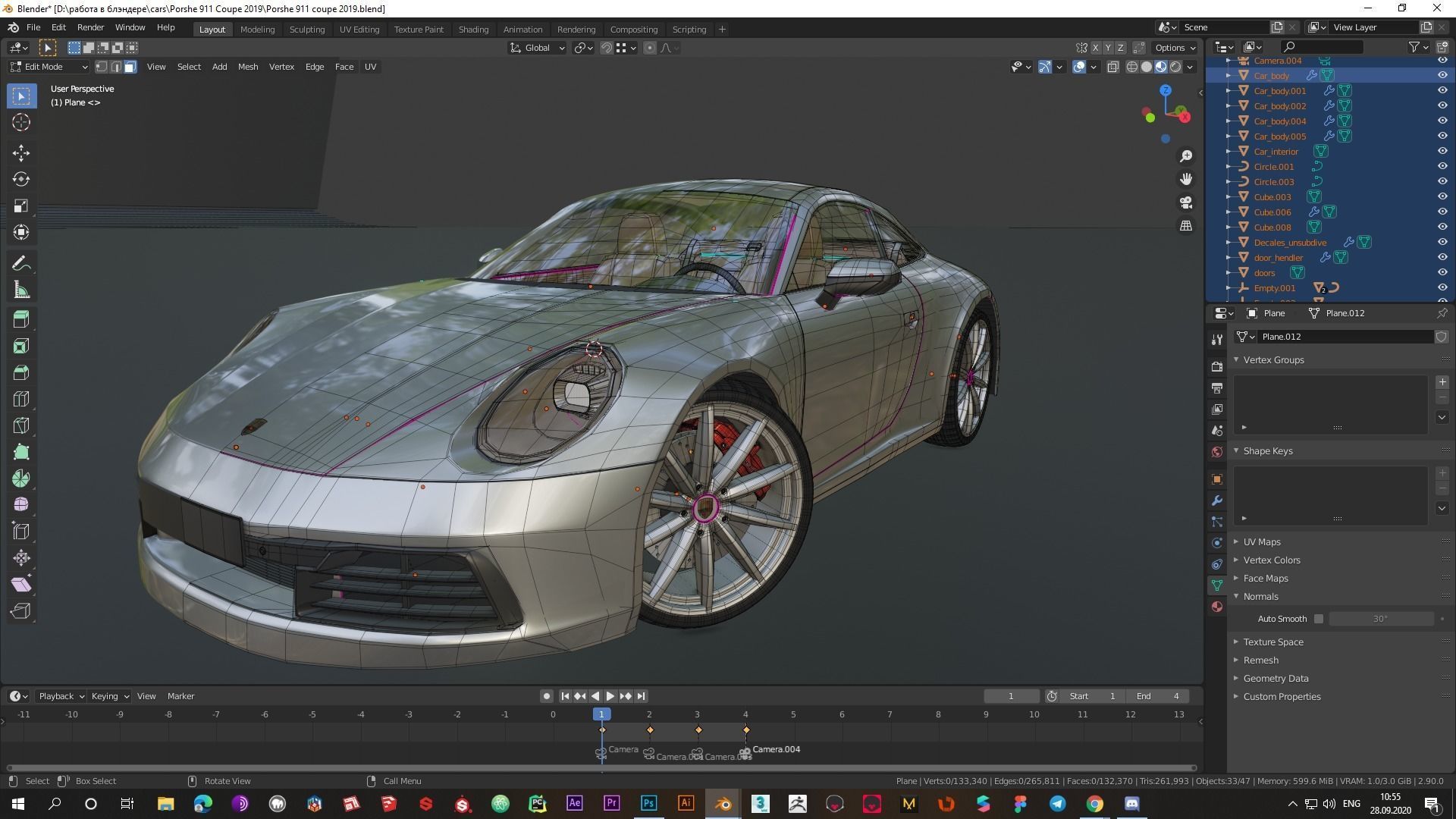 Porshe 911 carrera s coupe 2019 MODEL Low-poly 3D model_8