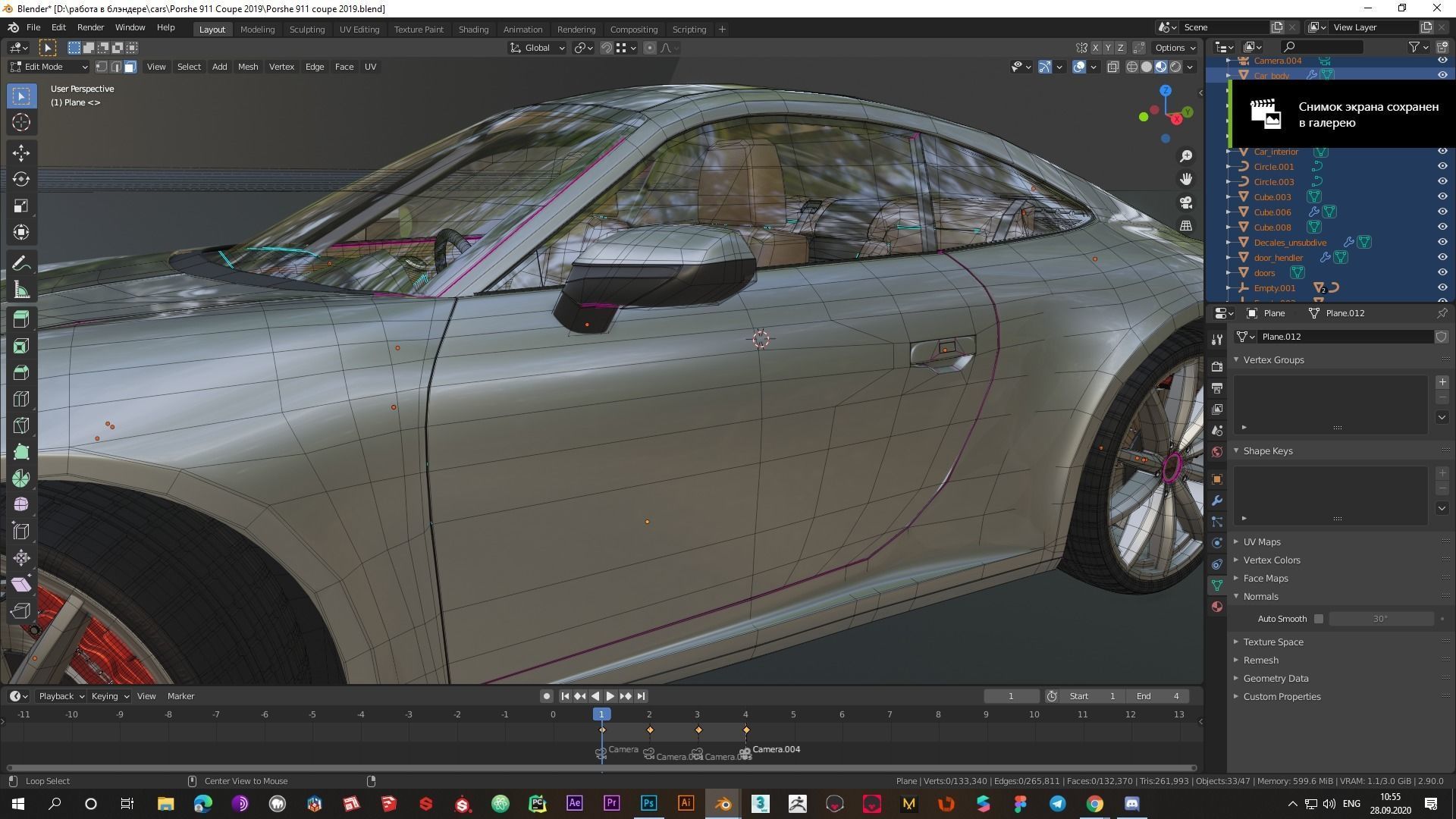 Porshe 911 carrera s coupe 2019 MODEL Low-poly 3D model_9