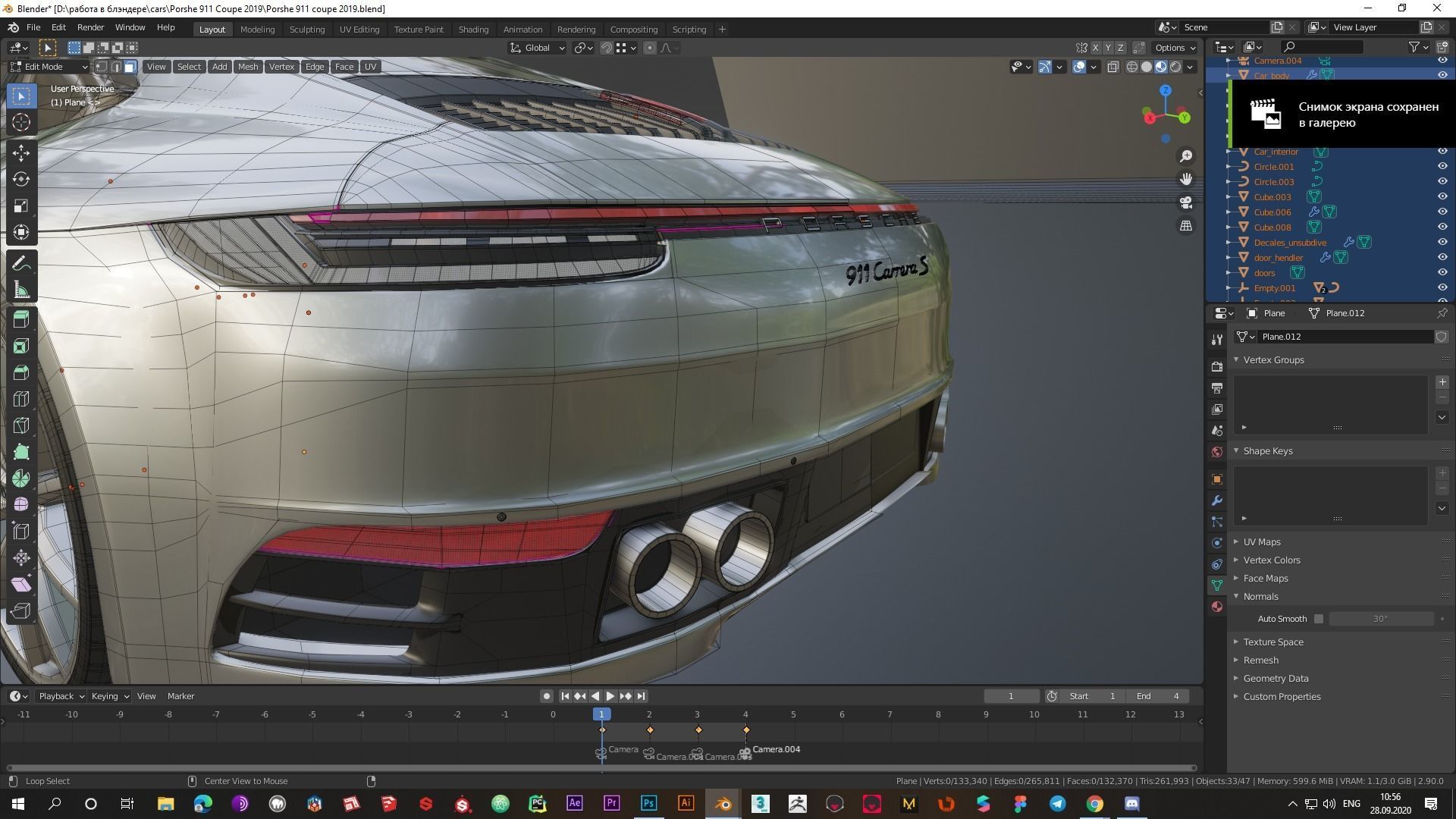 Porshe 911 carrera s coupe 2019 MODEL Low-poly 3D model_12