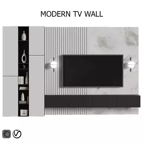 modern tv wall 17 3D model