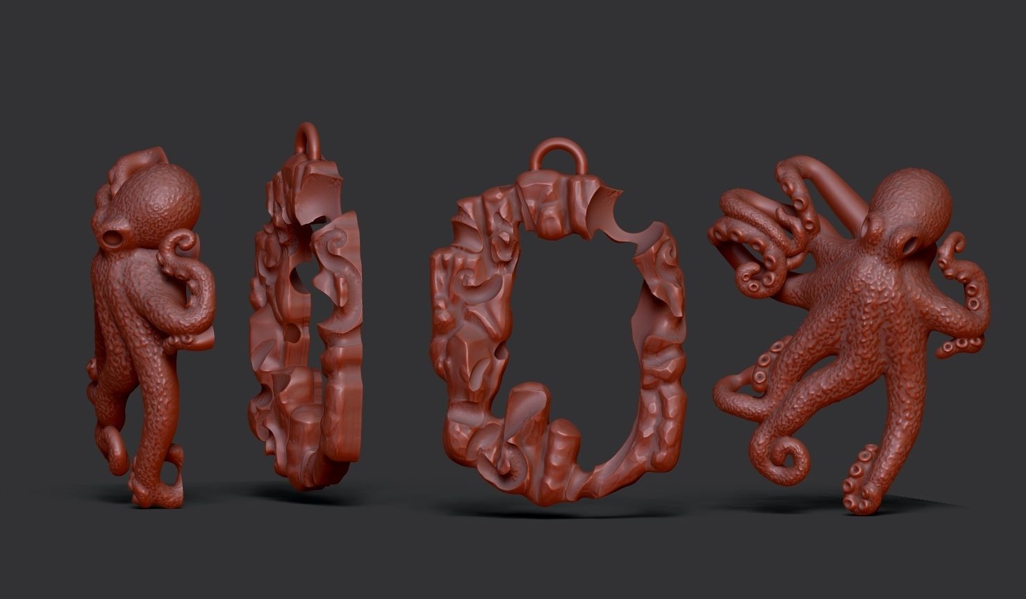 octopus necklace 3D print model_1