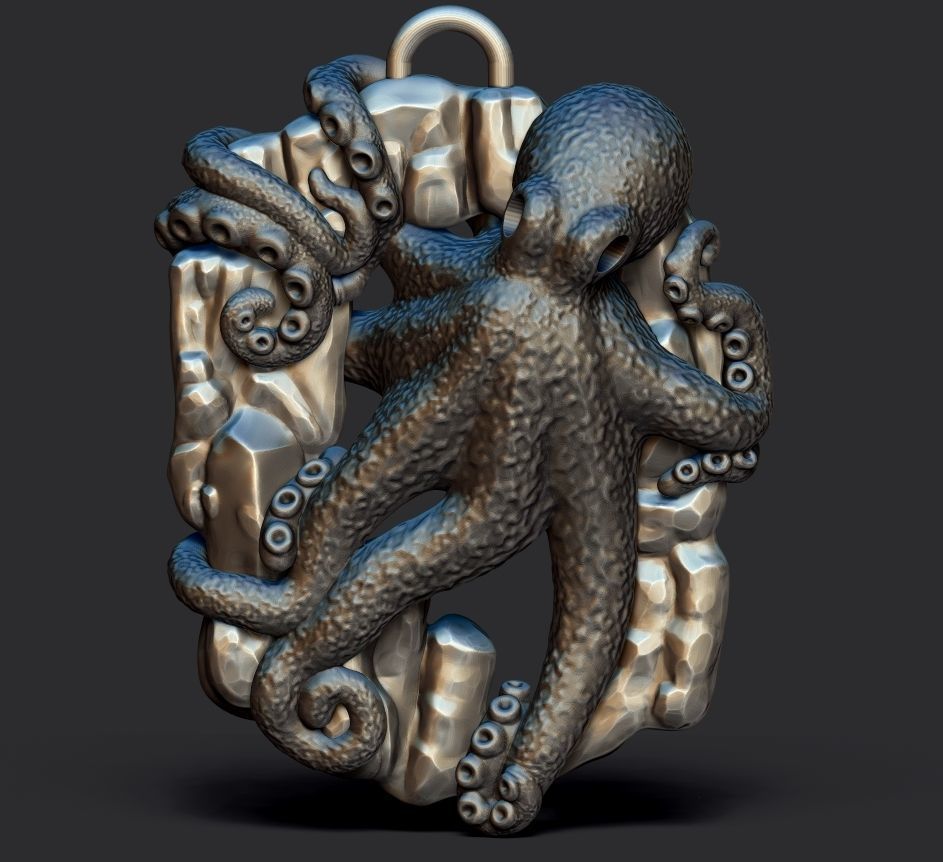 octopus necklace 3D print model_2