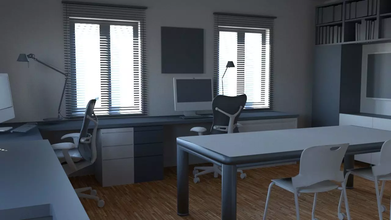 Office with desk and chairs 3D model_0