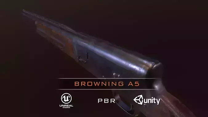 Browning A5 Shotgun low-poly pbr Low-poly 3D model