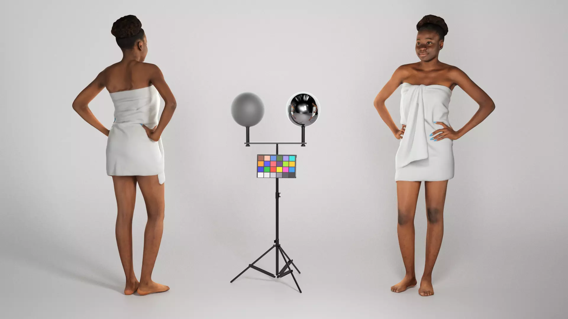 Young african woman wrapped in white towel 235 Low-poly 3D model