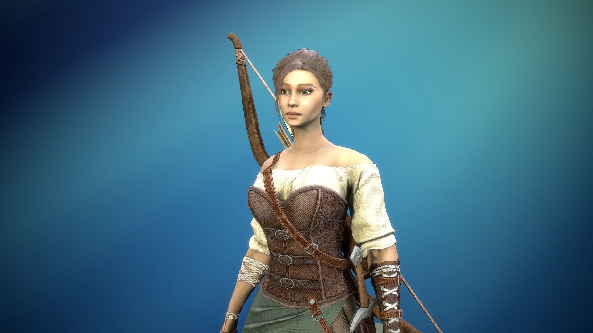 Forest Huntress Low-poly 3D model_5