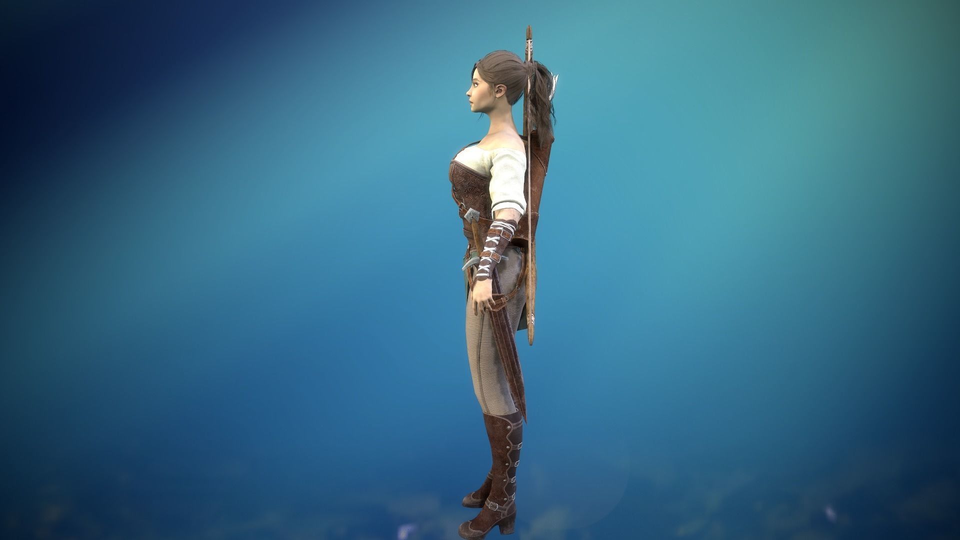 Forest Huntress Low-poly 3D model_16