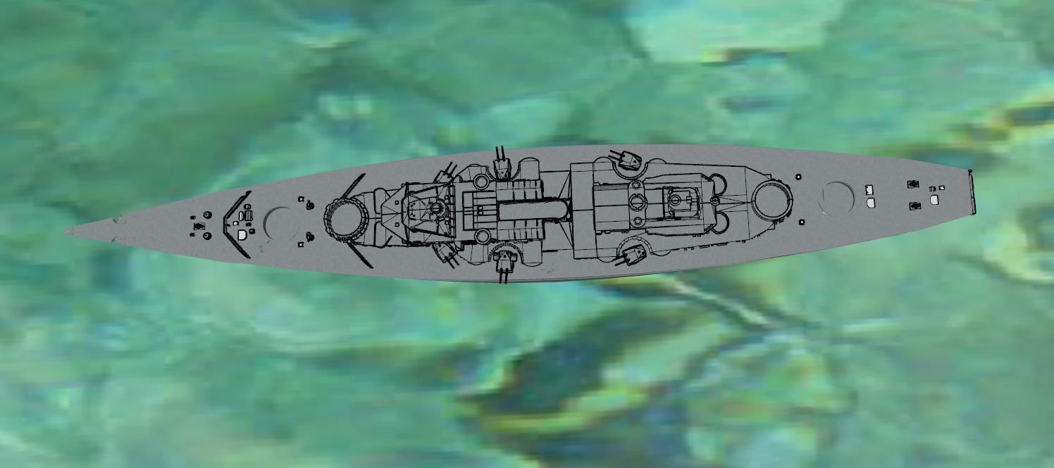 The sunk german battleship Bismarck 3D print model_4