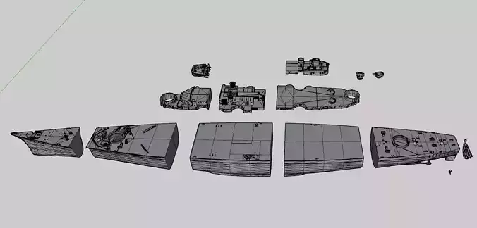 The sunk german battleship Bismarck 3D print model