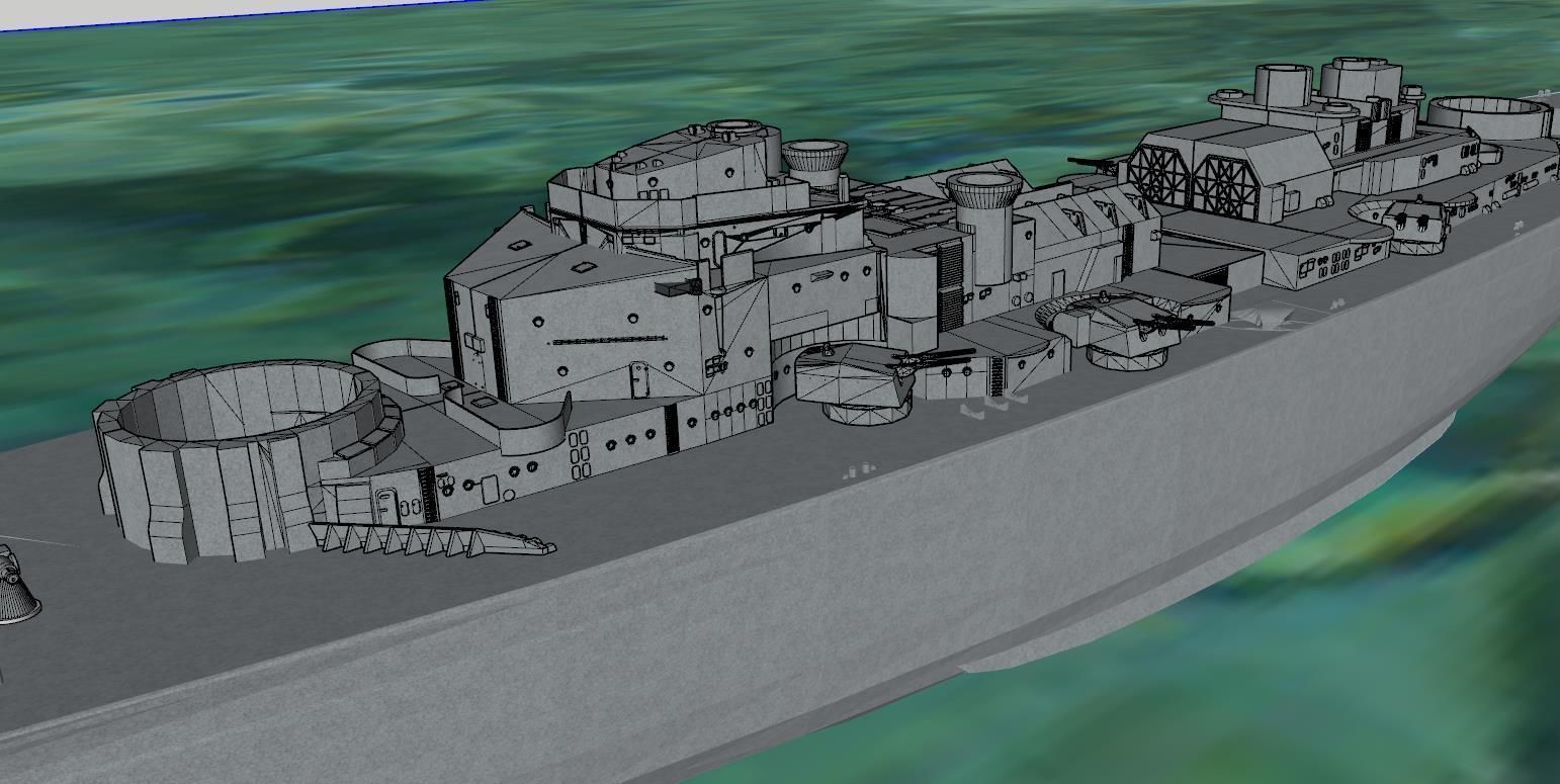 The sunk german battleship Bismarck 3D print model_6