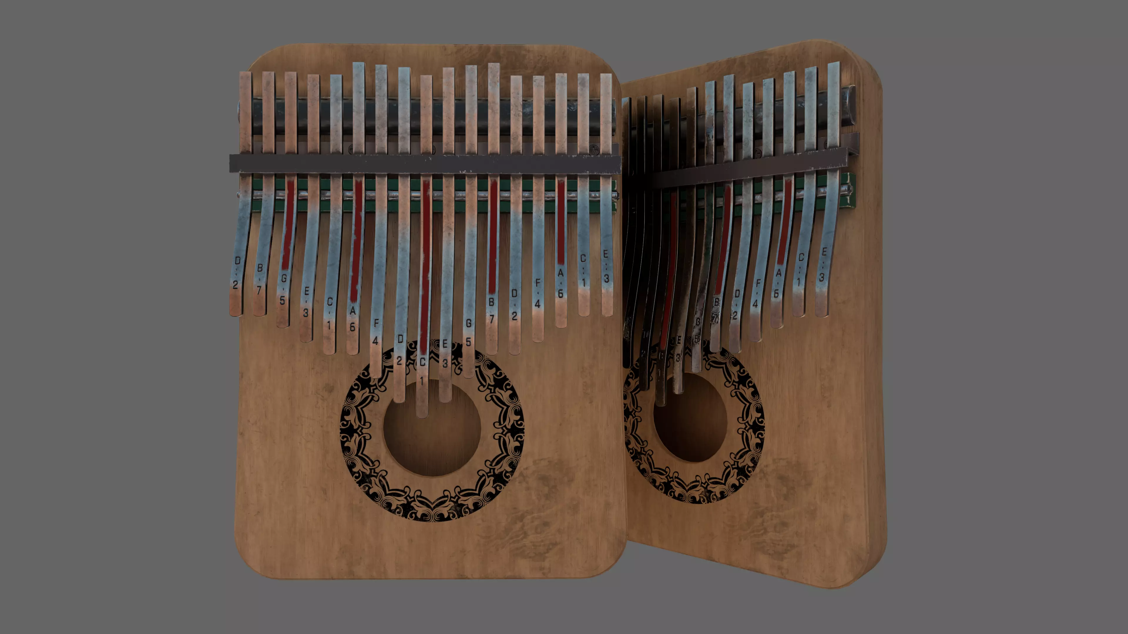 kalimba wooden xylophone Low-poly 3D model