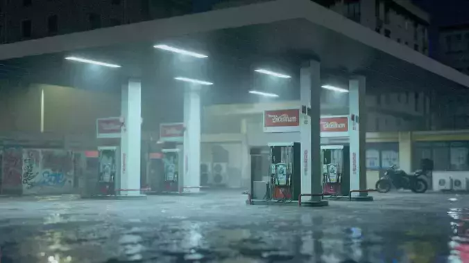 Gas Station Theme Environment 3D model