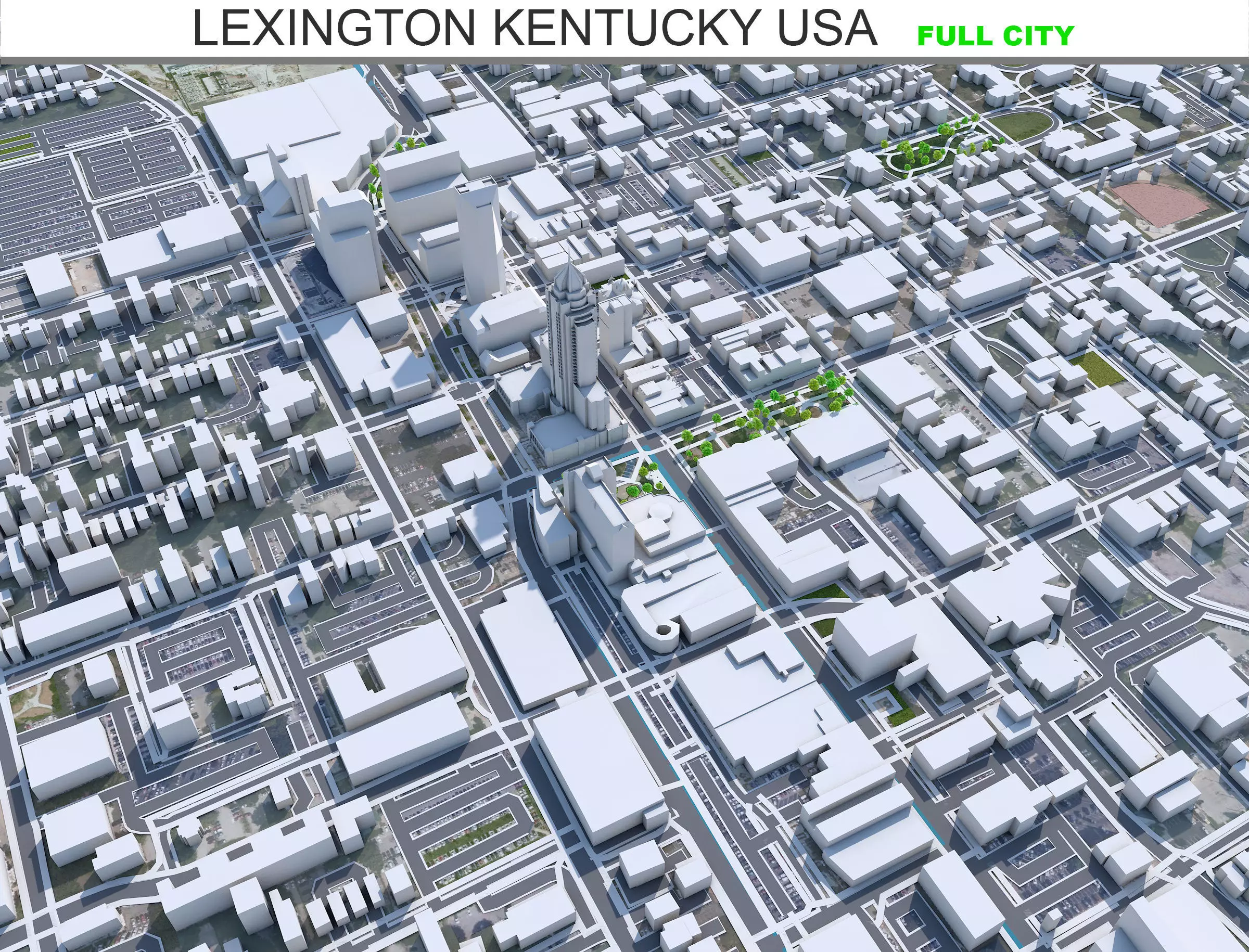 Lexington City Kentucky USA Low-poly 3D model